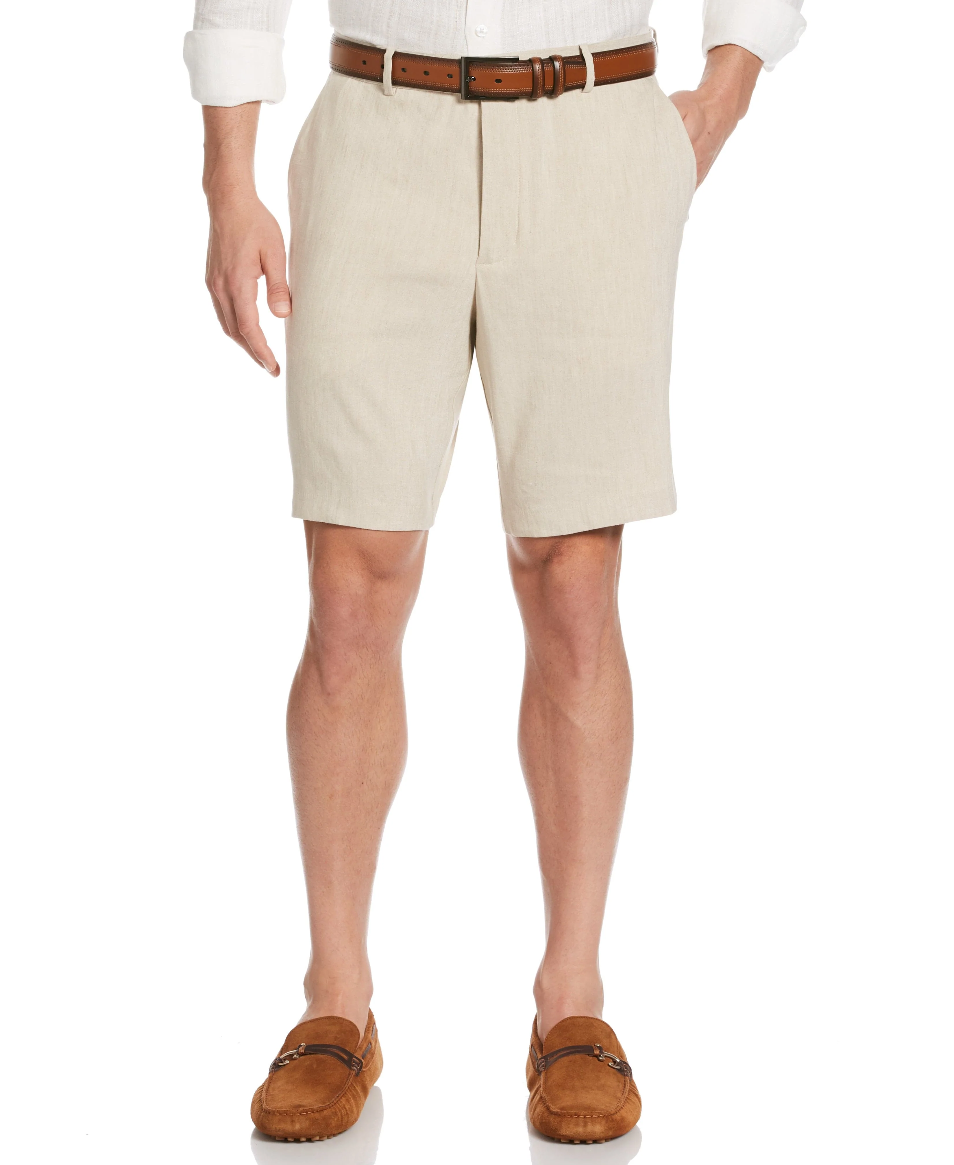 Linen-Blend Stretch Flat-Front Shorts - Image 17