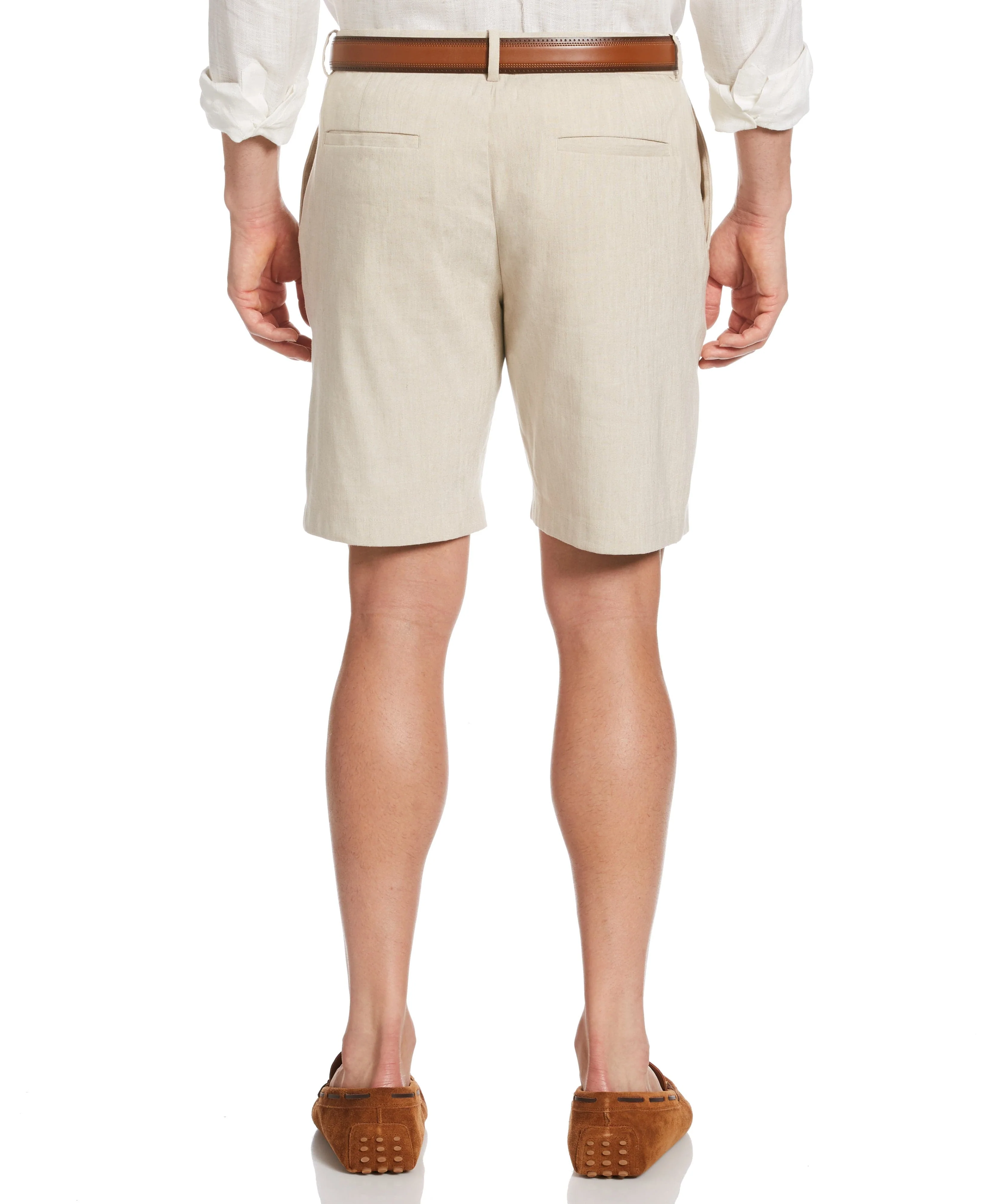 Linen-Blend Stretch Flat-Front Shorts - Image 18