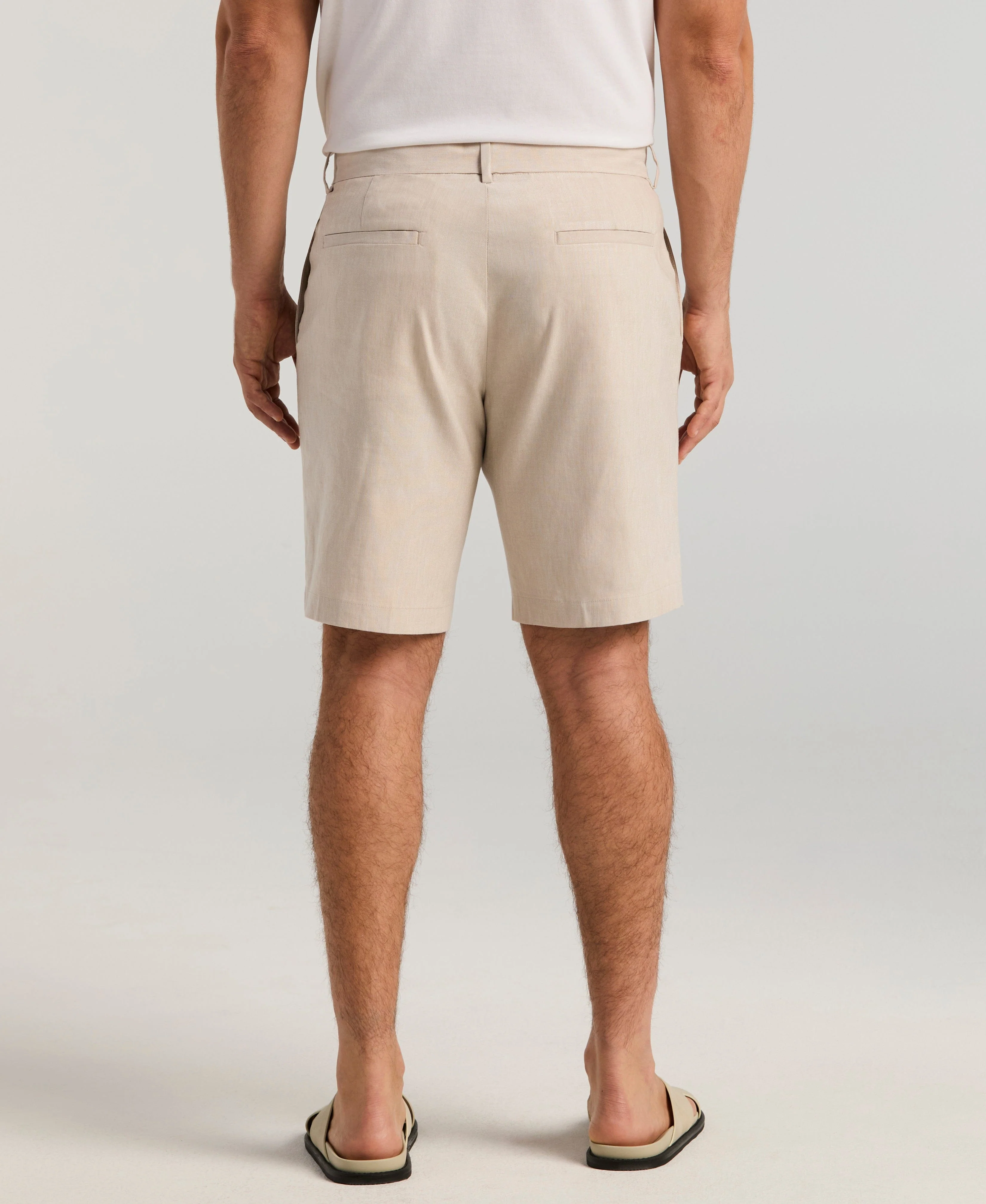 Linen-Blend Stretch Flat-Front Shorts - Image 2