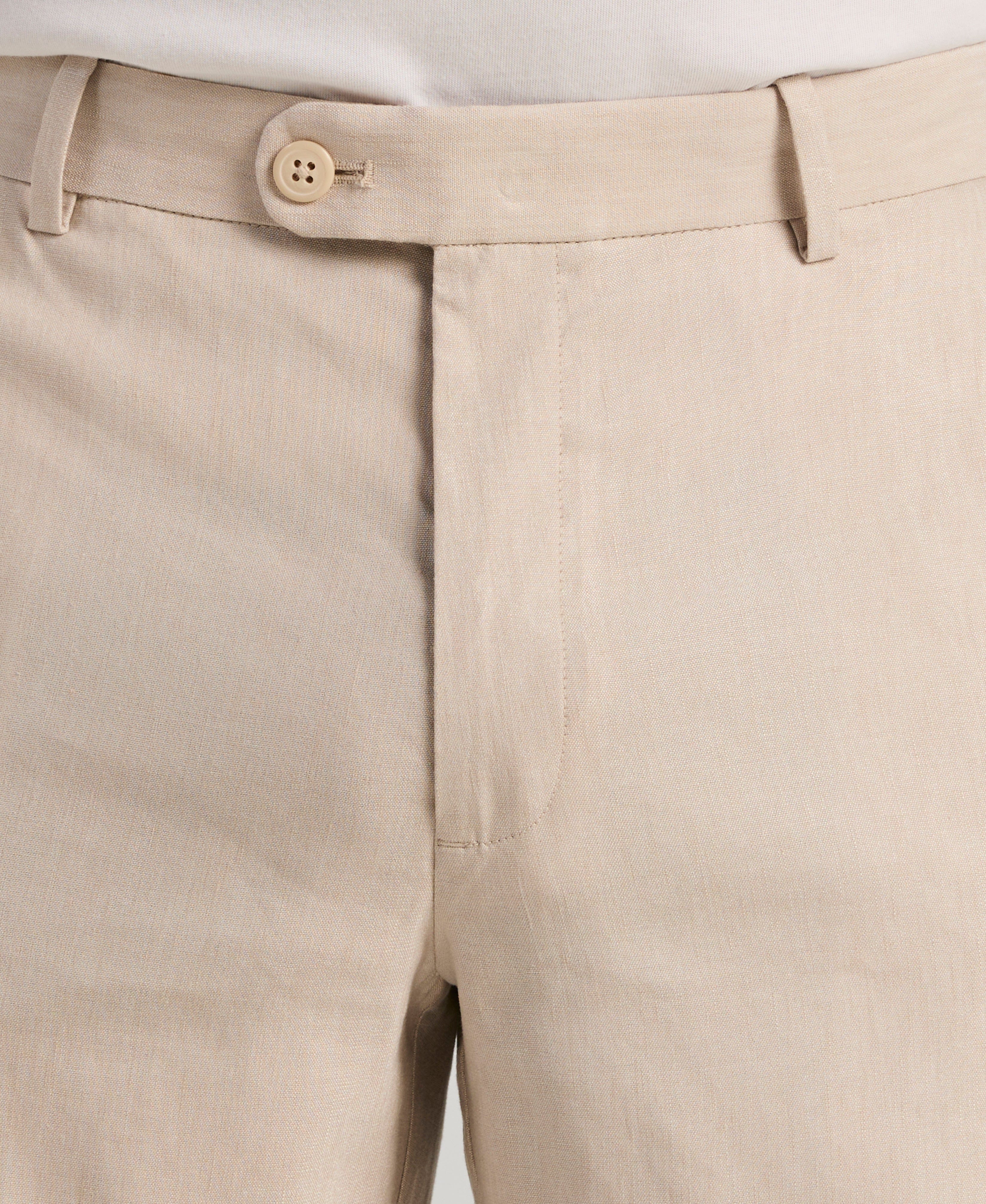 Linen-Blend Stretch Flat-Front Shorts - Image 4