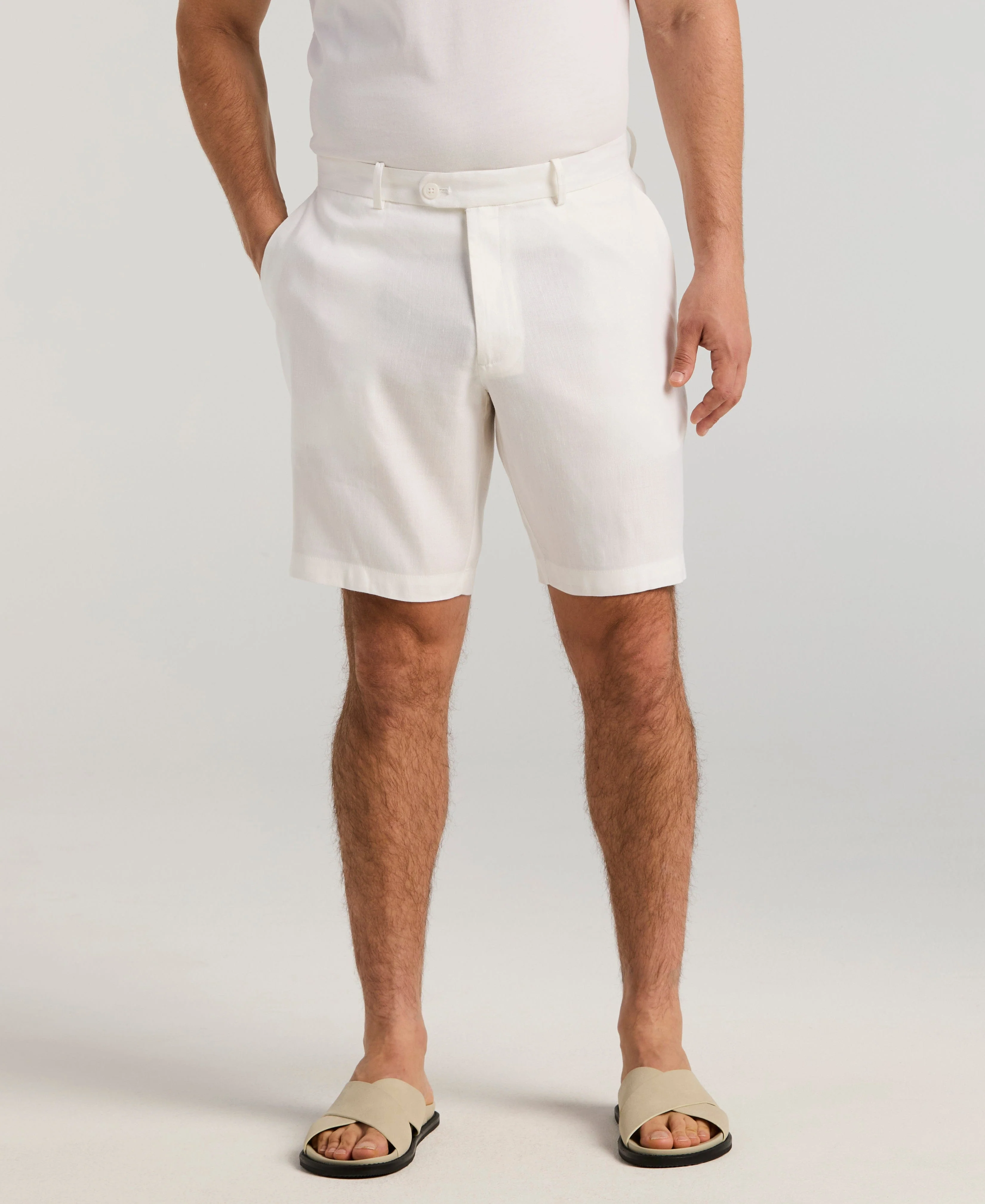 Linen-Blend Stretch Flat-Front Shorts - Image 9