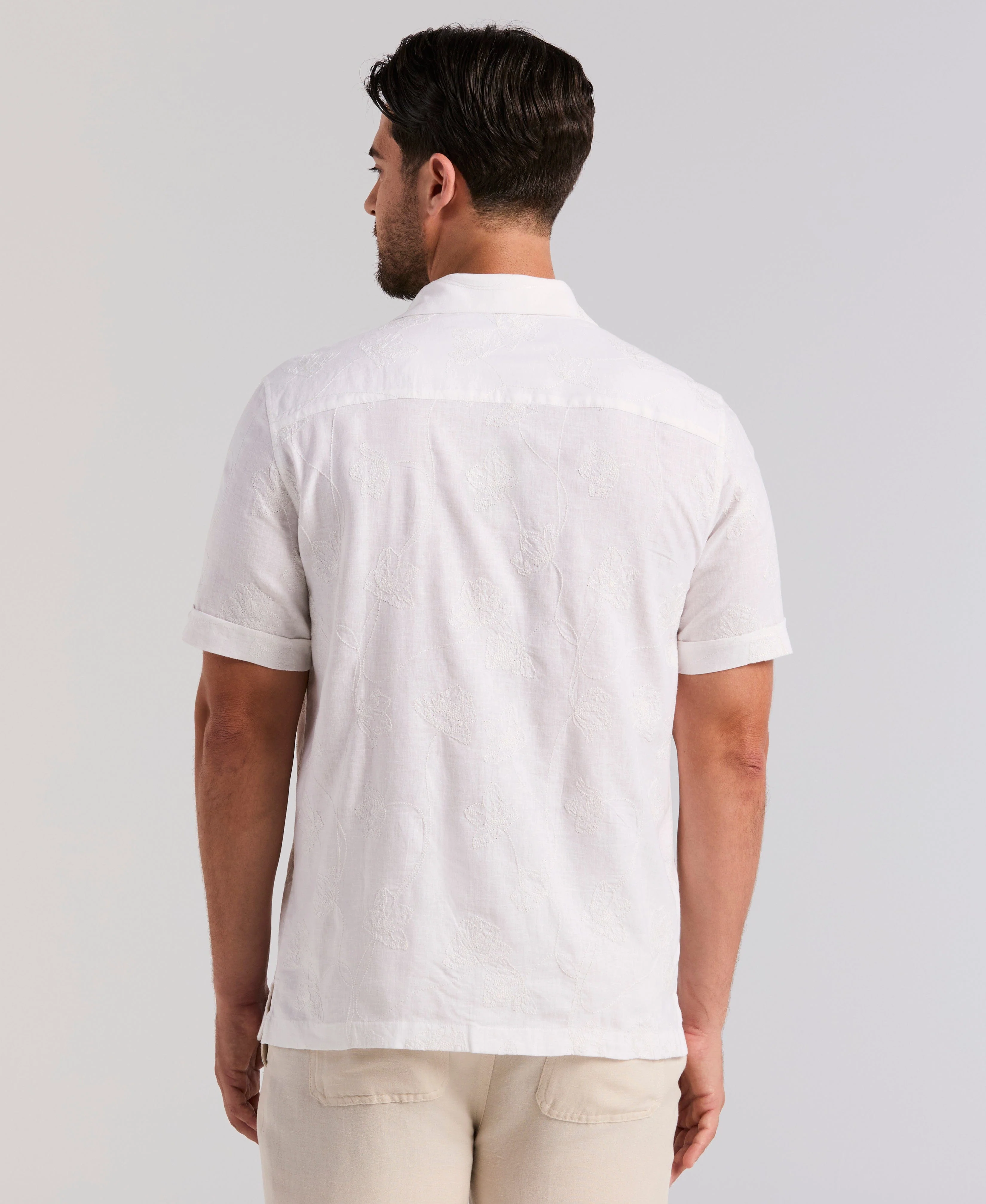 Linen Blend Floral Shifley Shirt - Image 3