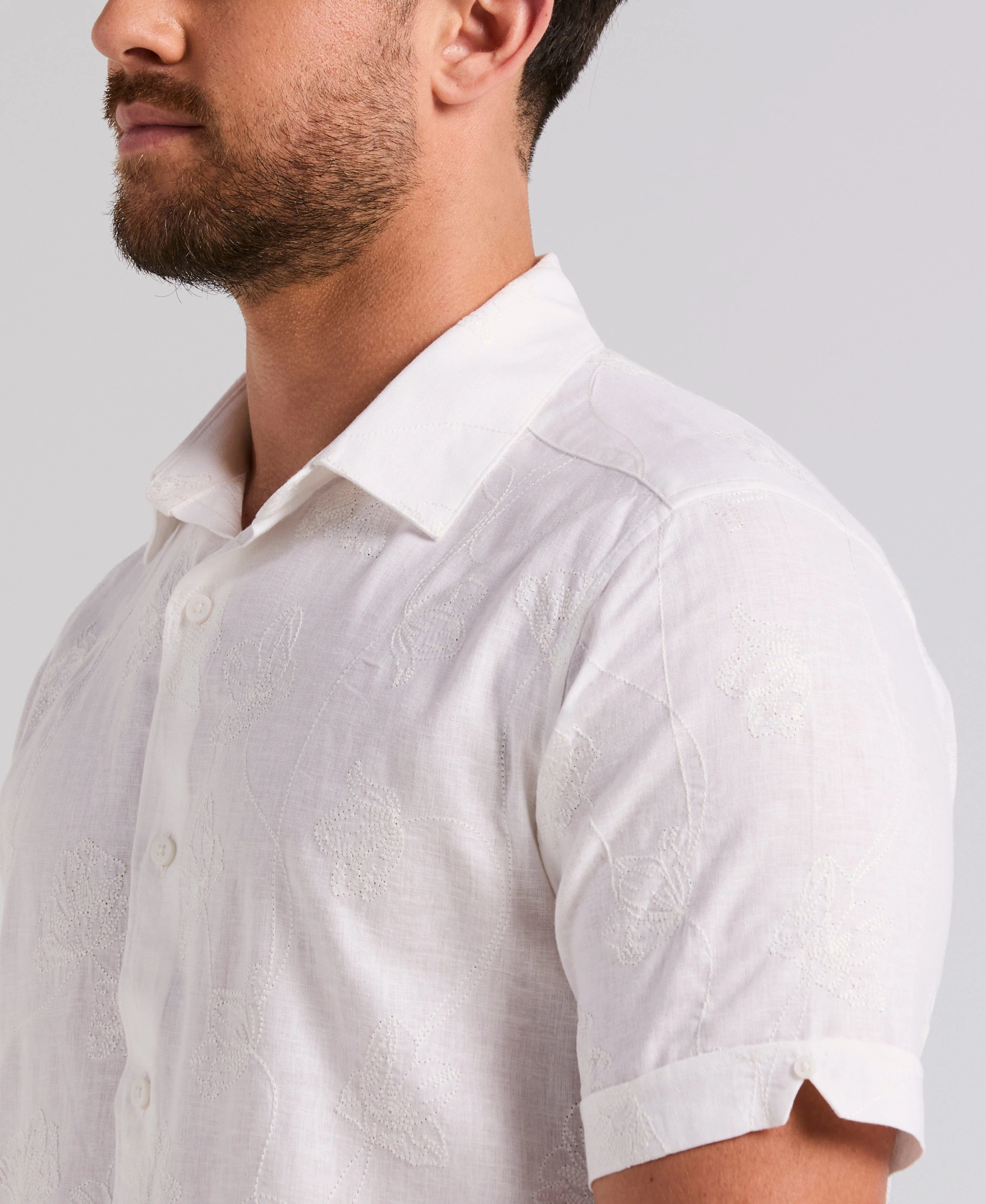 Linen Blend Floral Shifley Shirt - Image 4