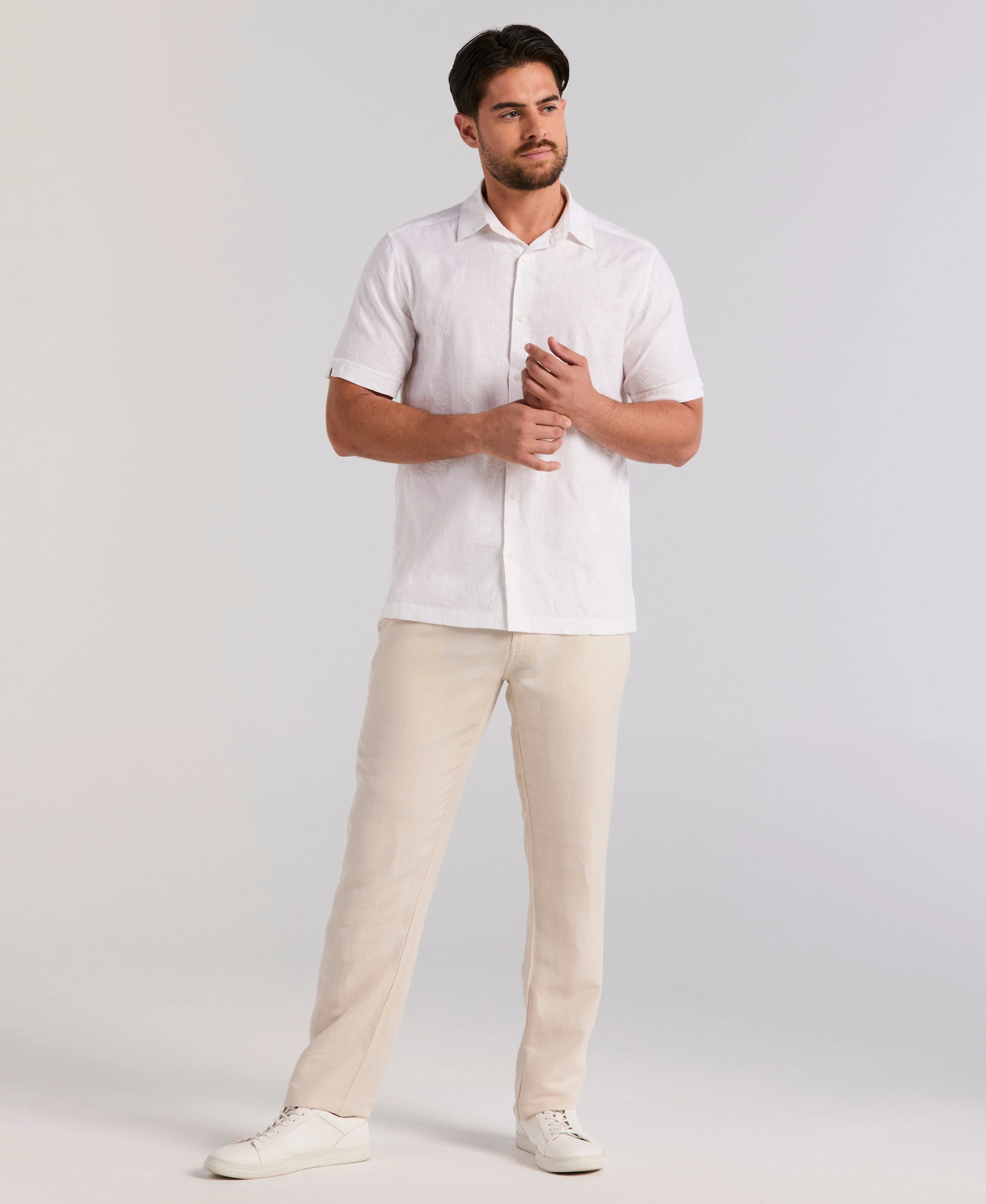 Linen Blend Floral Shifley Shirt - Image 5