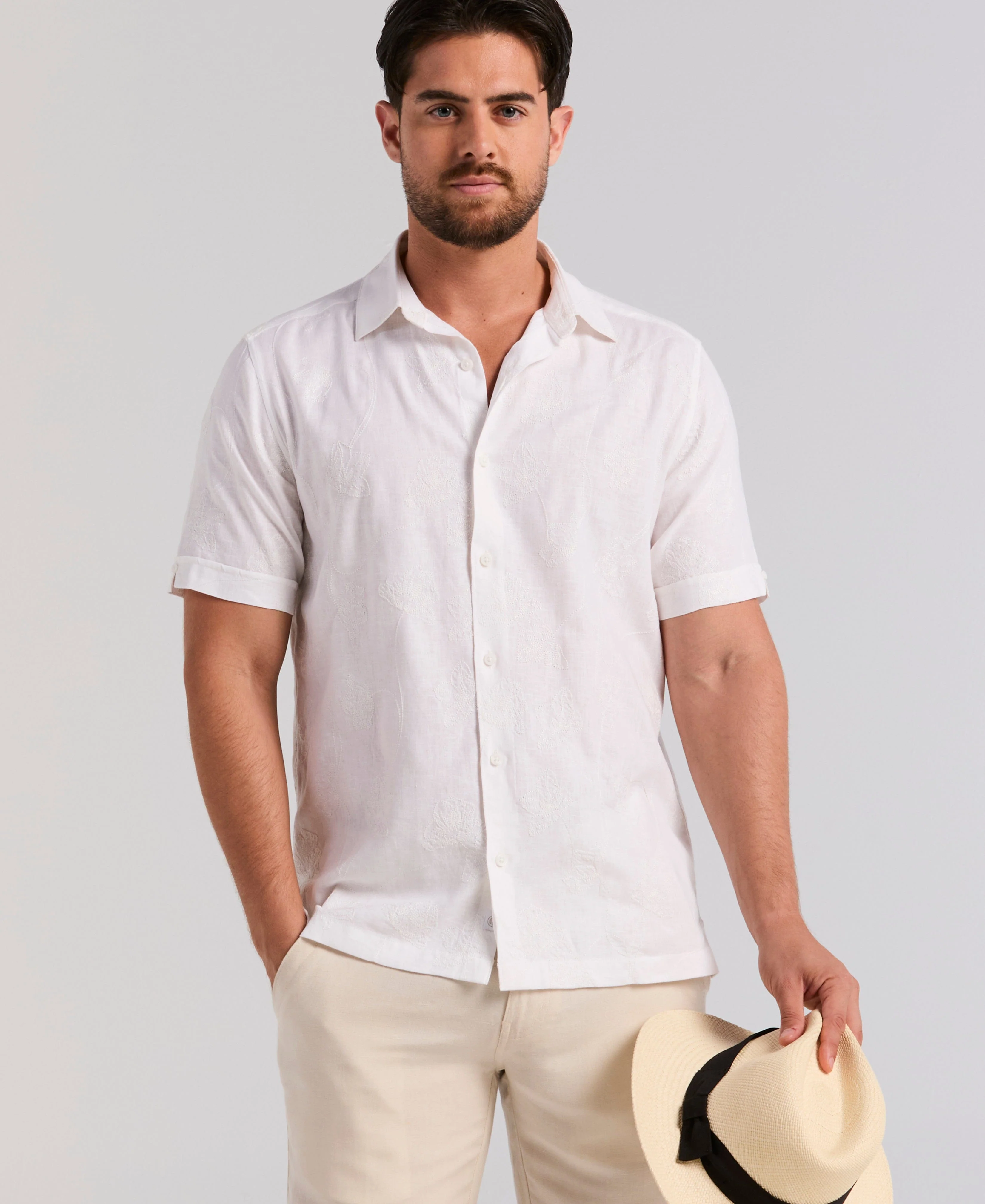 Linen Blend Floral Shifley Shirt - Image 6