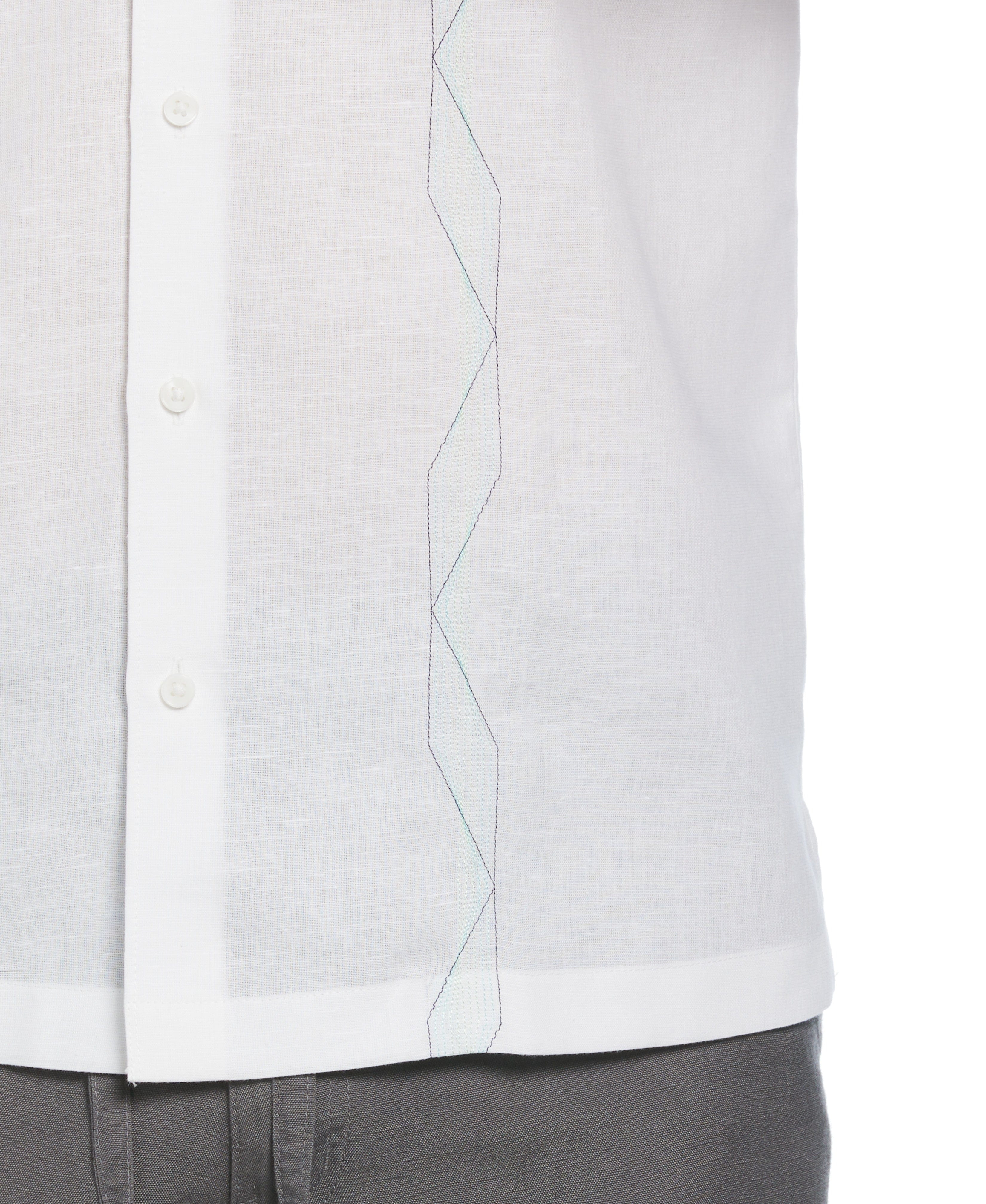 Linen Blend Geo Embroidered Panel Shirt - Image 4