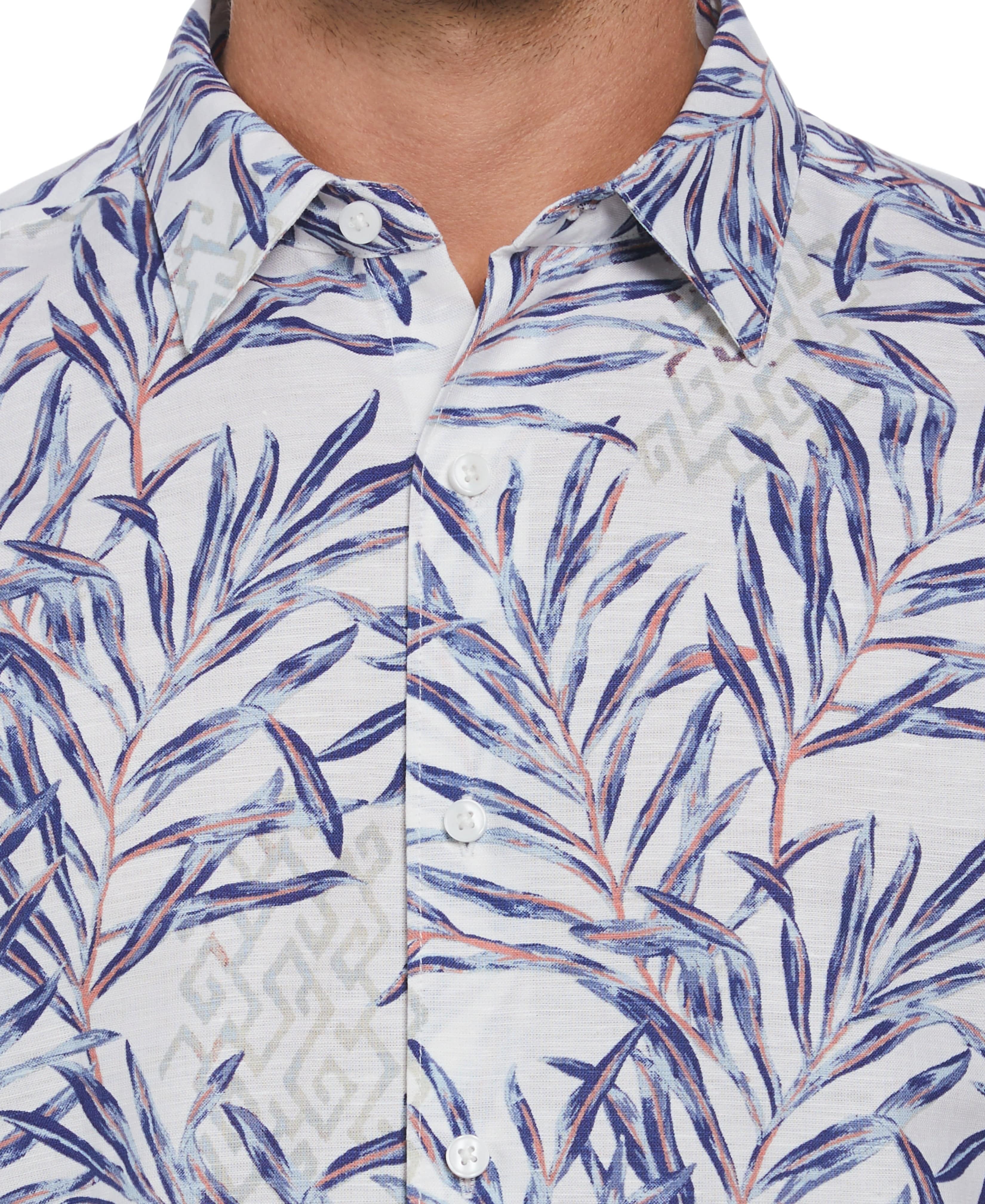 Linen Blend Geo Leaf Print Shirt - Image 4