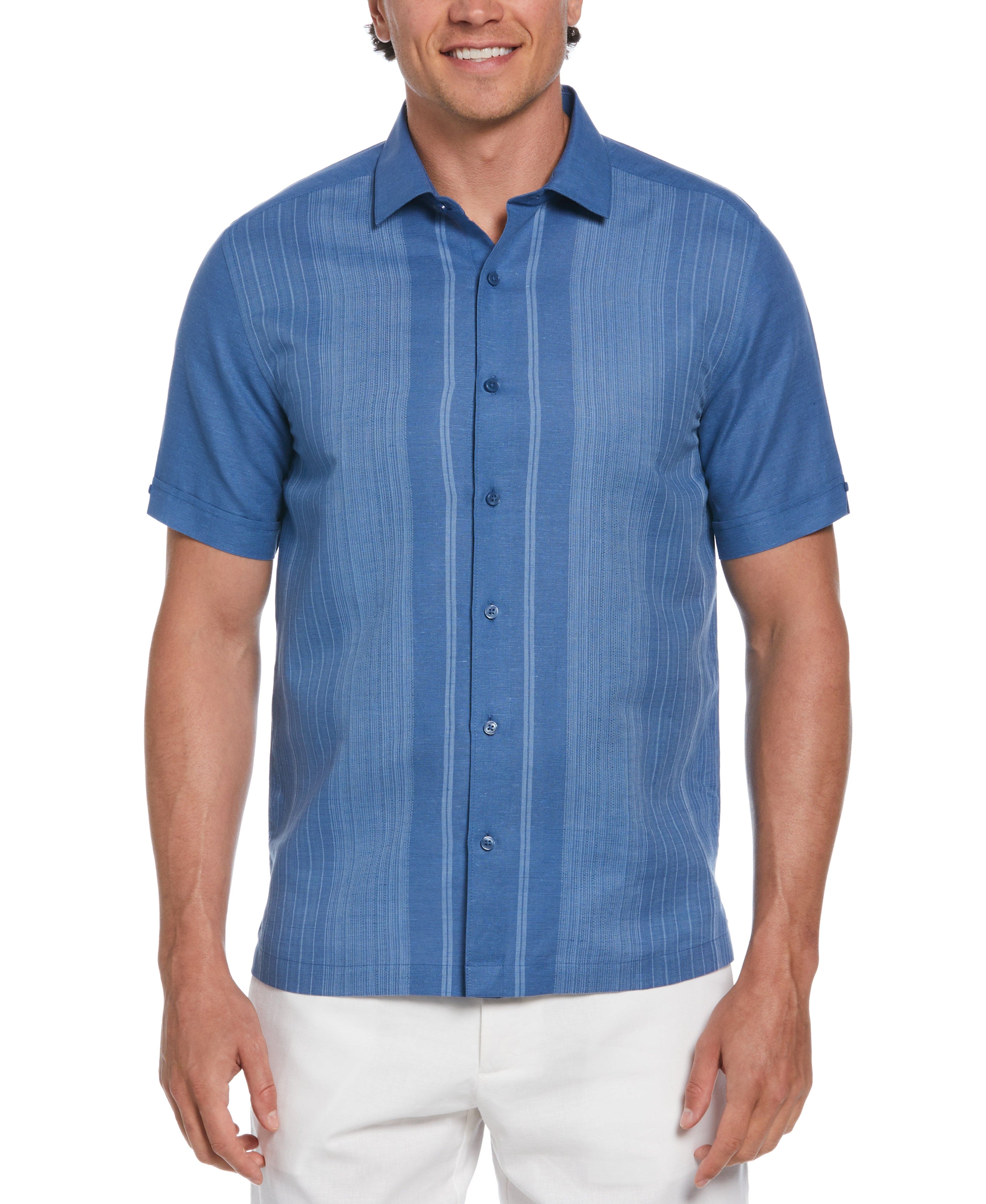 Big & Tall Linen Blend Gradient Panel Shirt