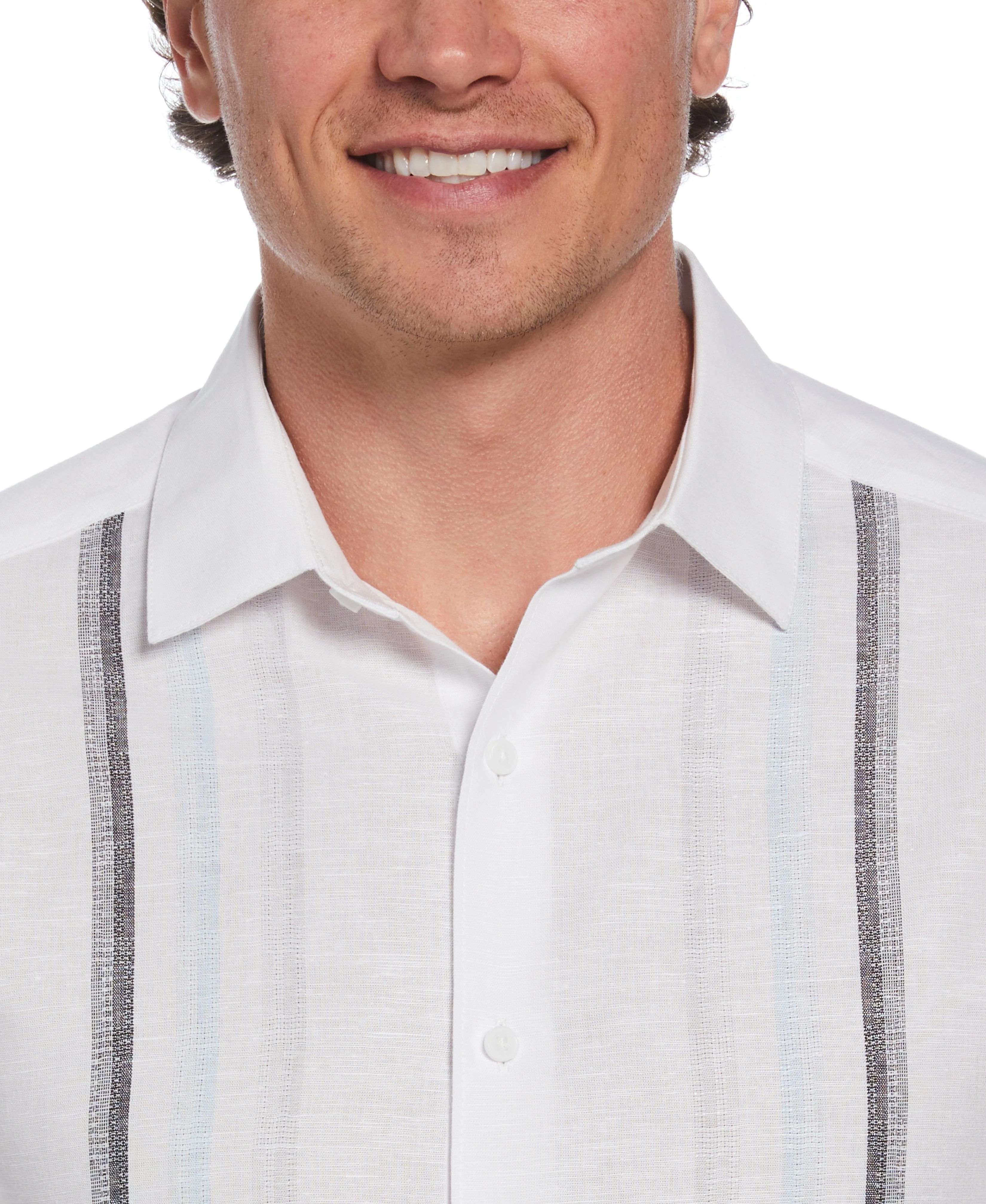 Linen Blend Gradient Panel Shirt - Image 3