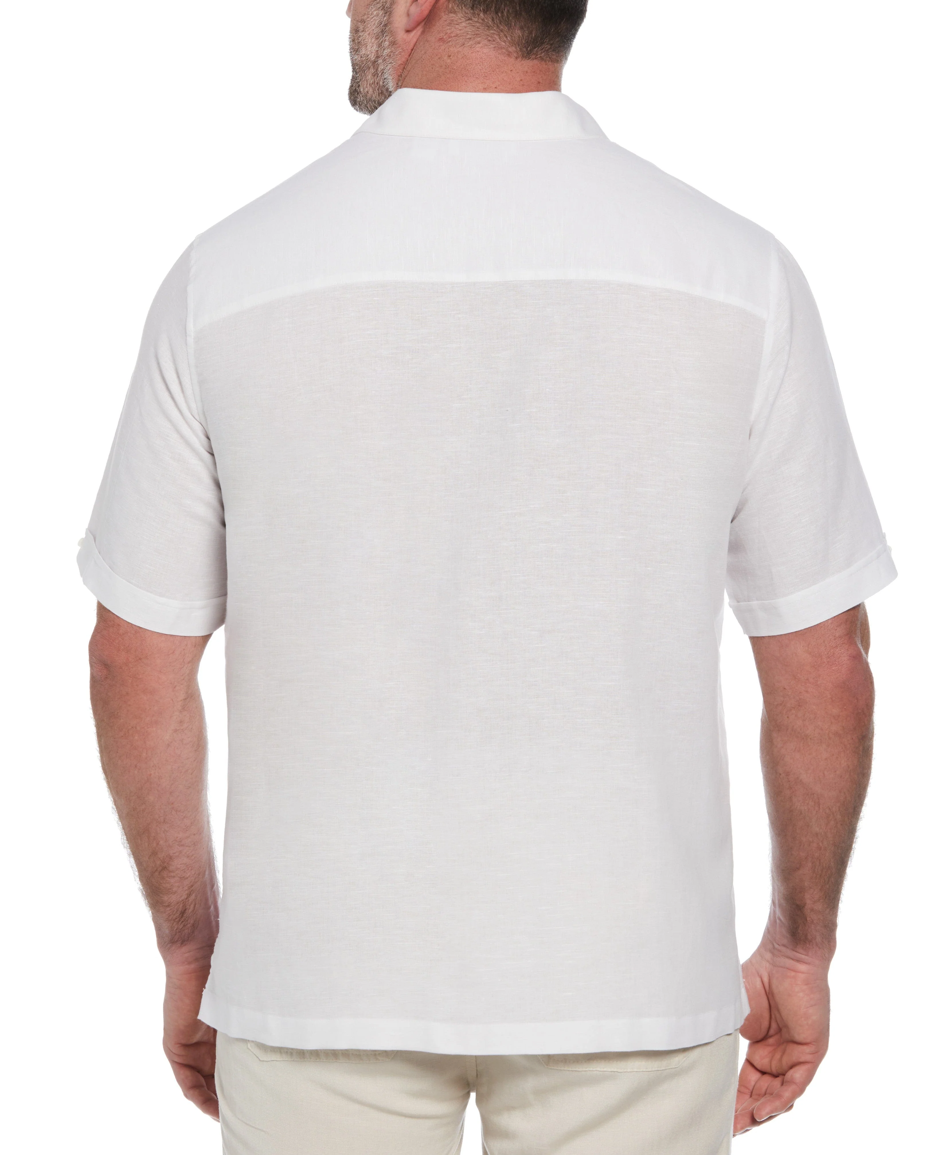 Big & Tall Linen Blend Gradient Stripe Panel Shirt - Image 2