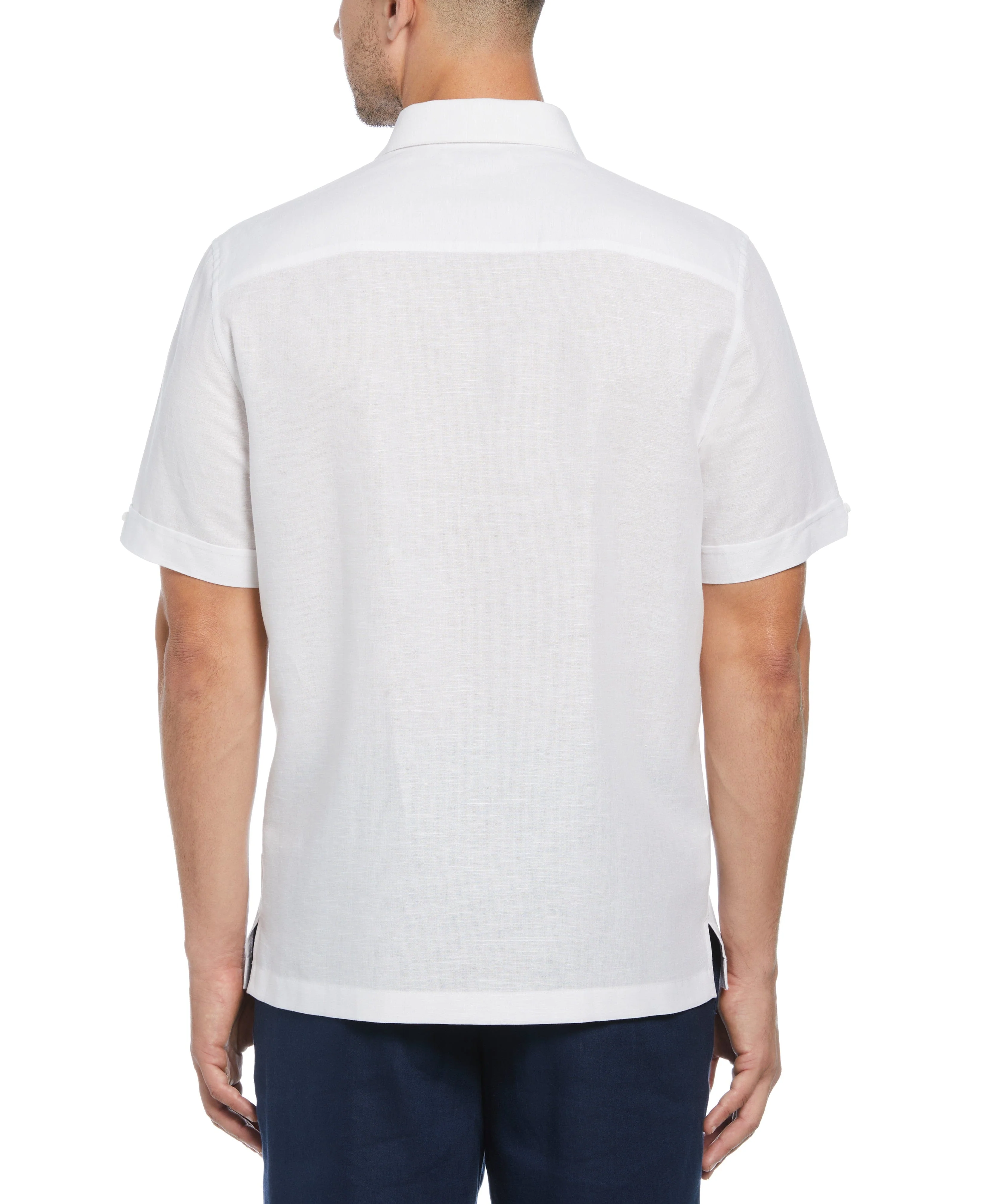 Linen Blend Gradient Stripe Panel Shirt - Image 2
