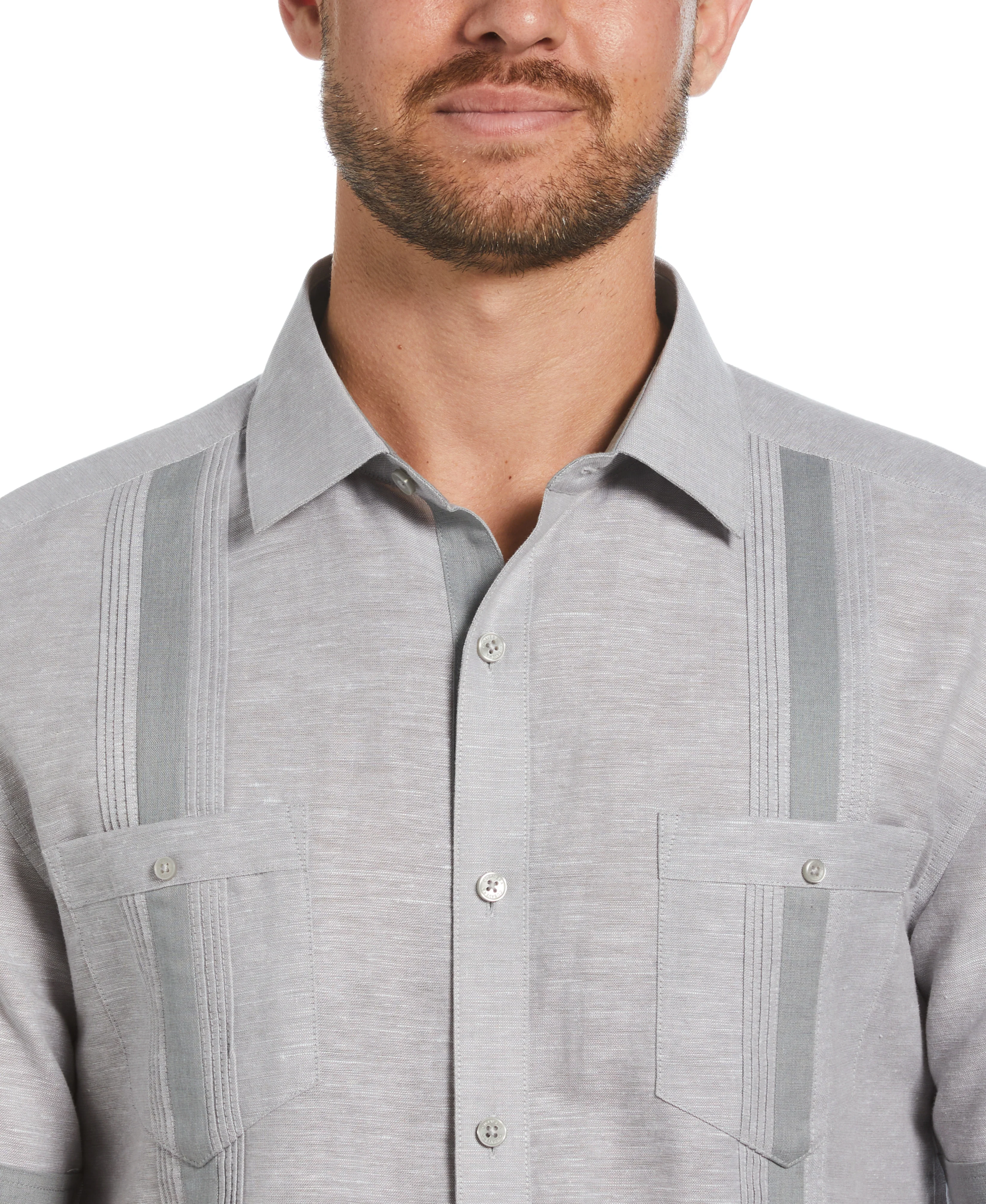 Linen Blend Cross Dye Guayabera Shirt - Image 17