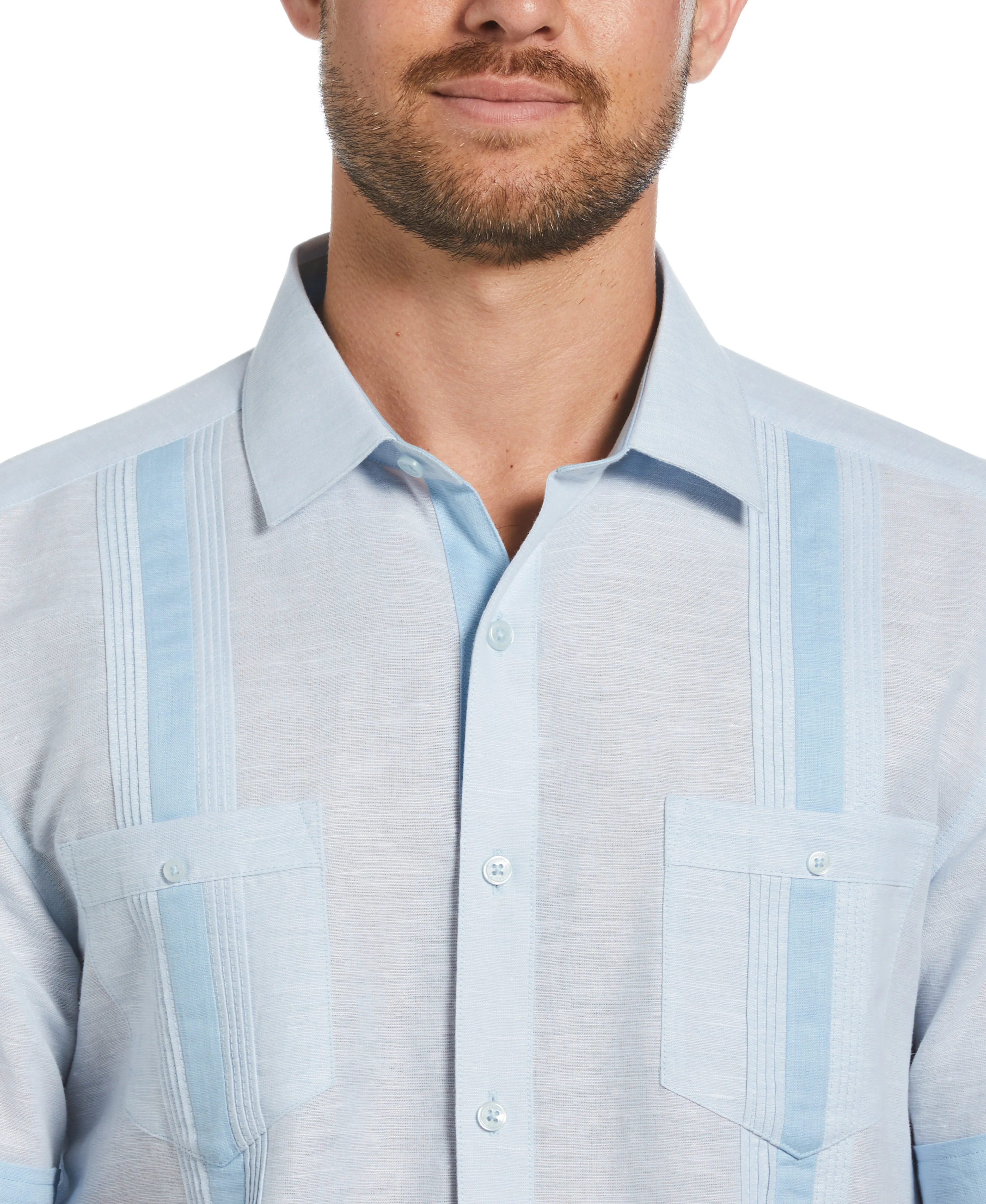Linen Blend Cross Dye Guayabera Shirt - Image 22