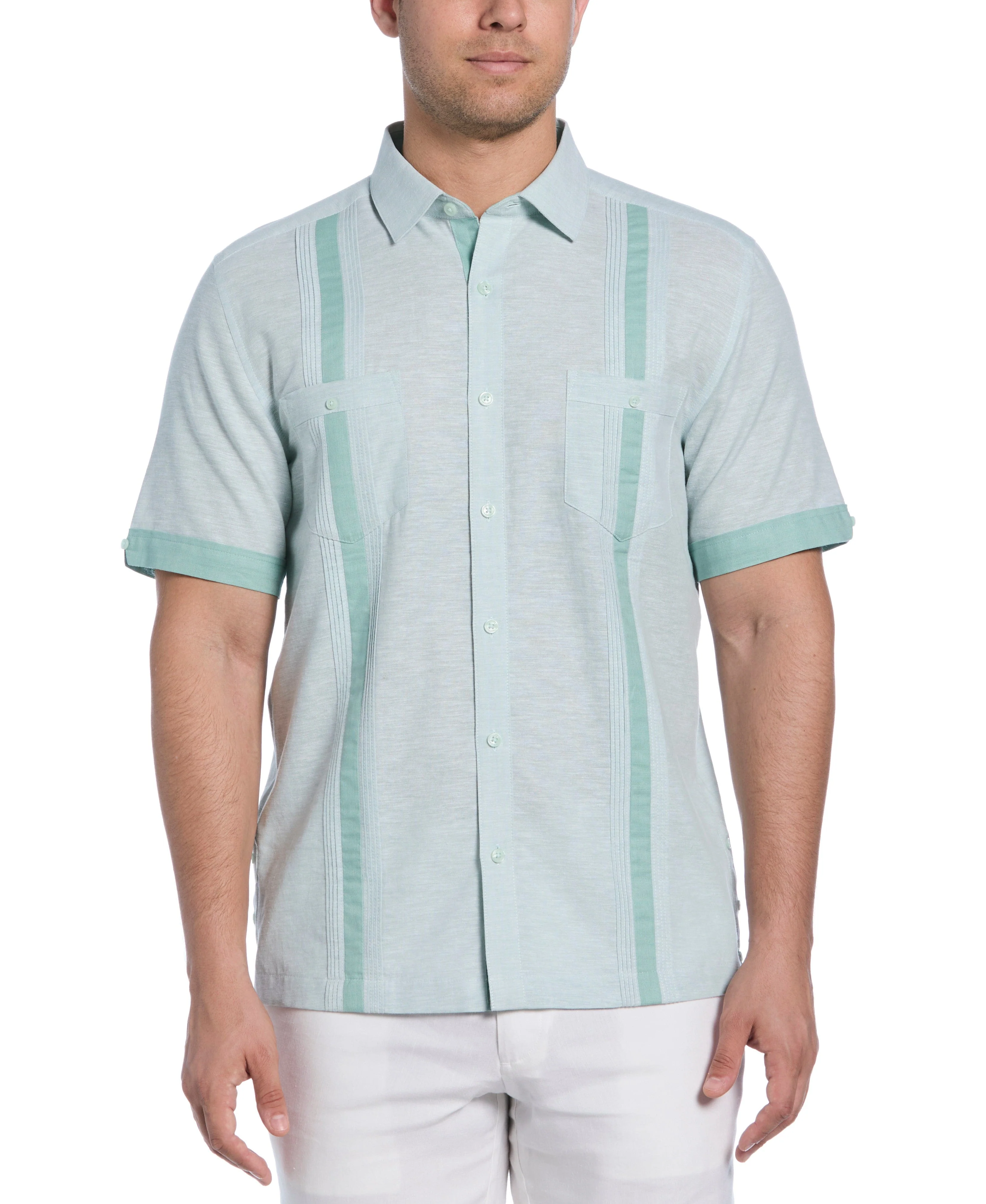 Linen Blend Cross Dye Guayabera Shirt - Image 24