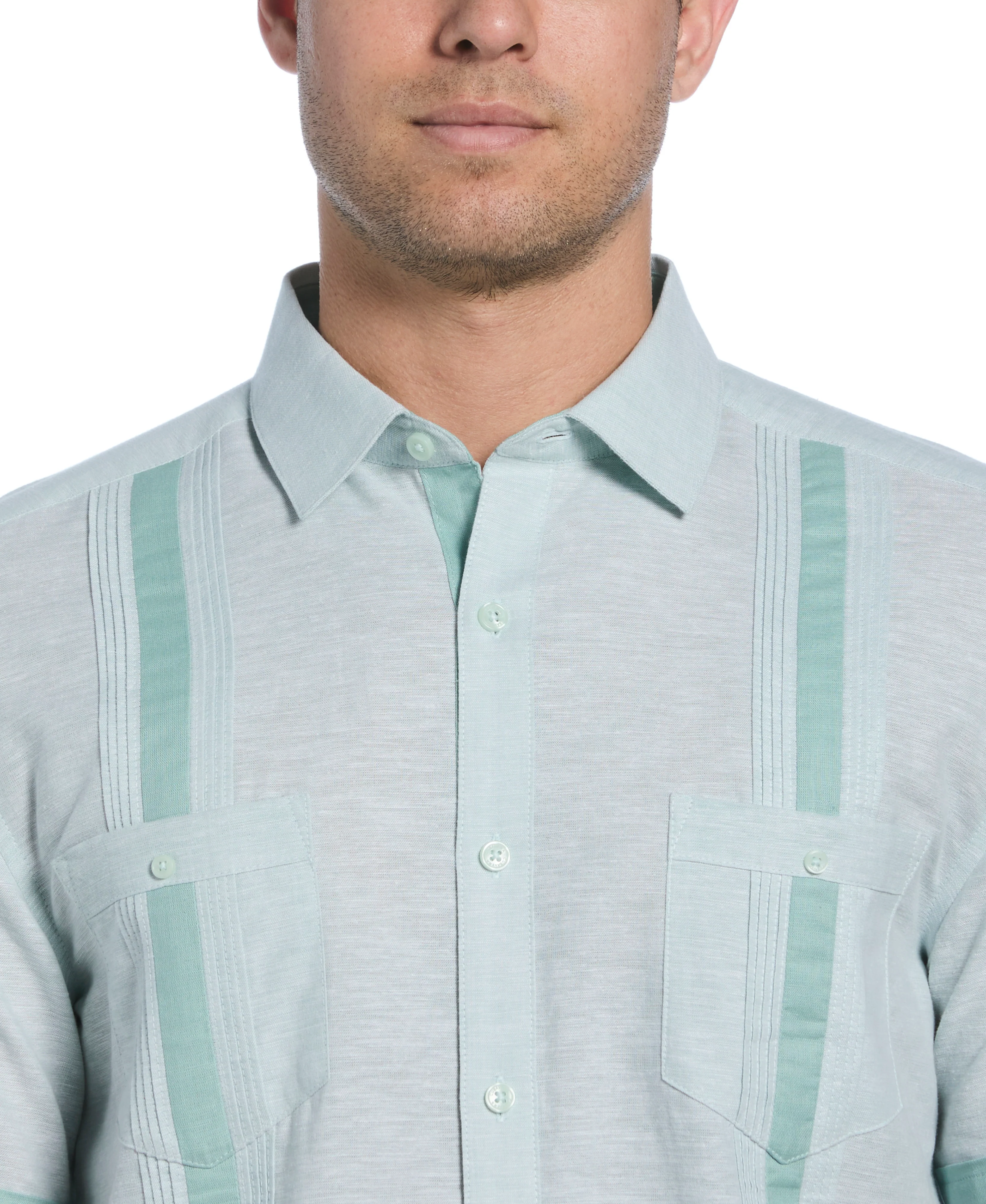 Linen Blend Cross Dye Guayabera Shirt - Image 27