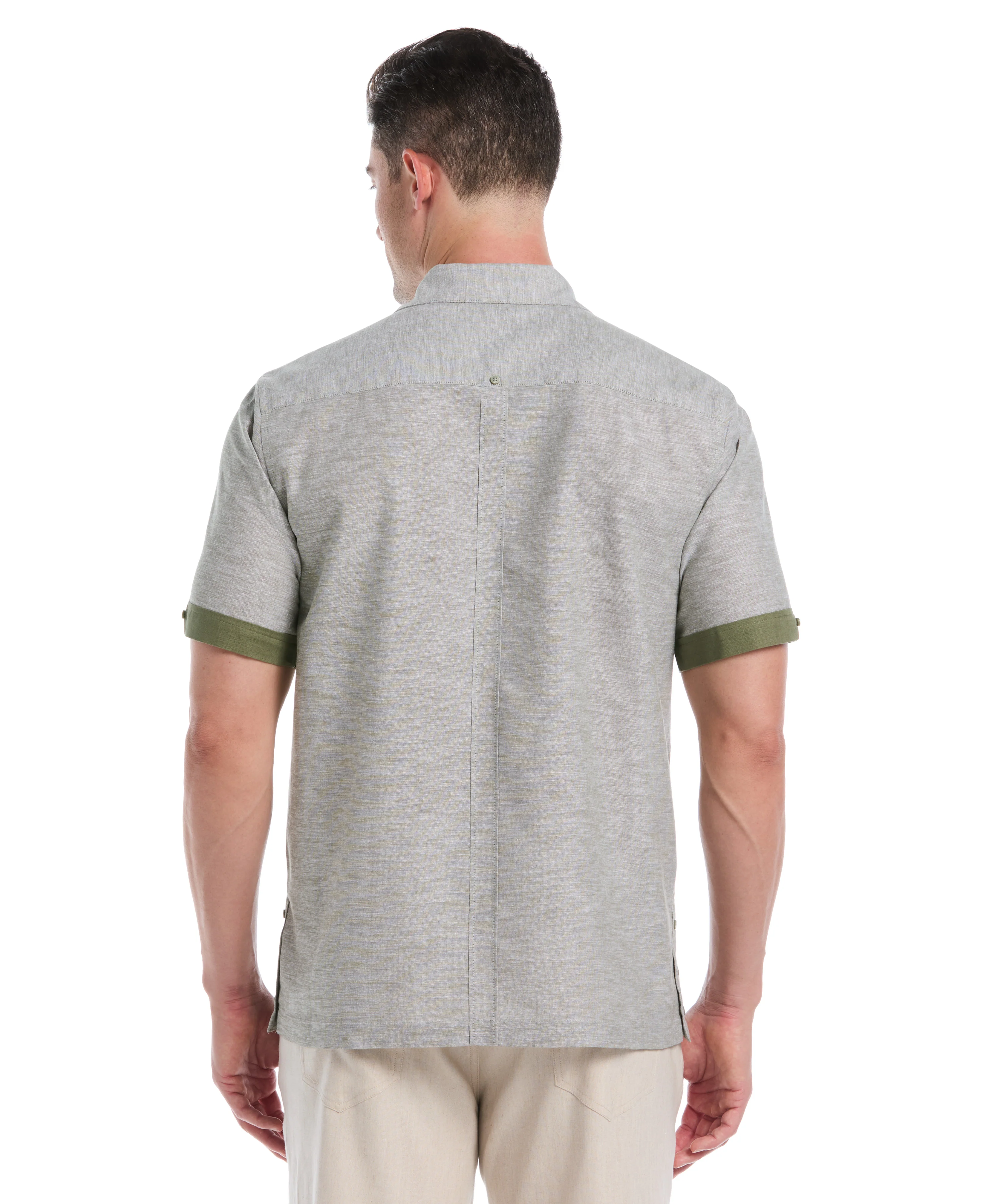 Linen Blend Cross Dye Guayabera Shirt - Image 30