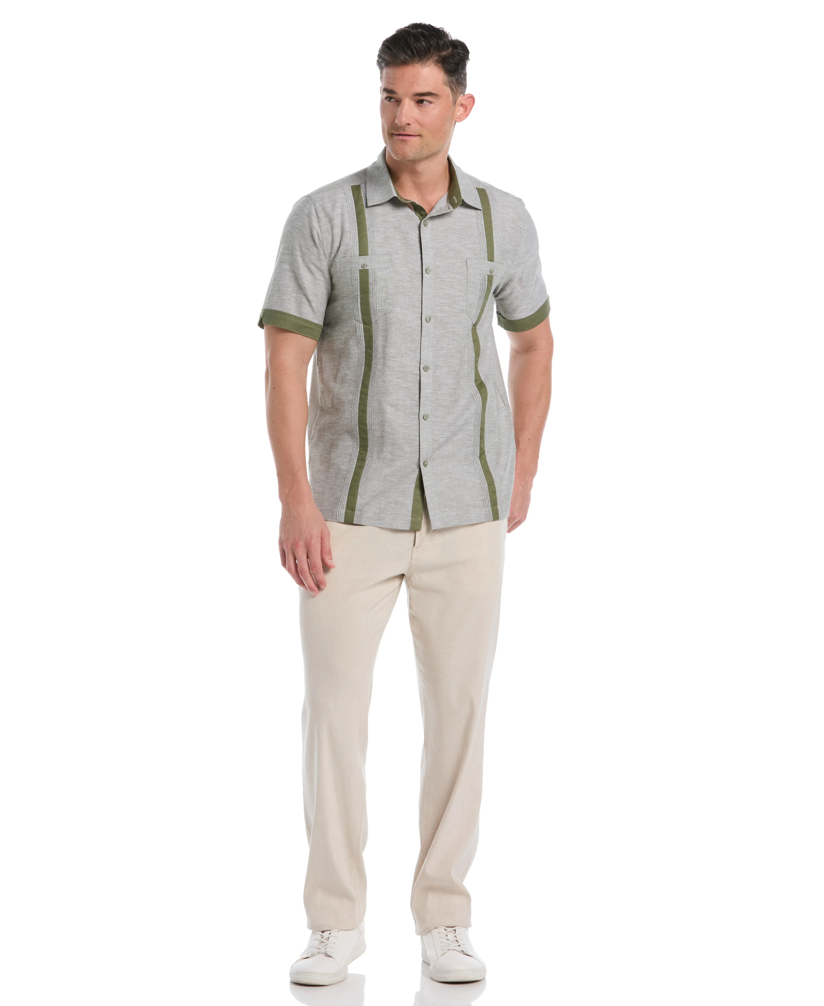 Linen Blend Cross Dye Guayabera Shirt - Image 31
