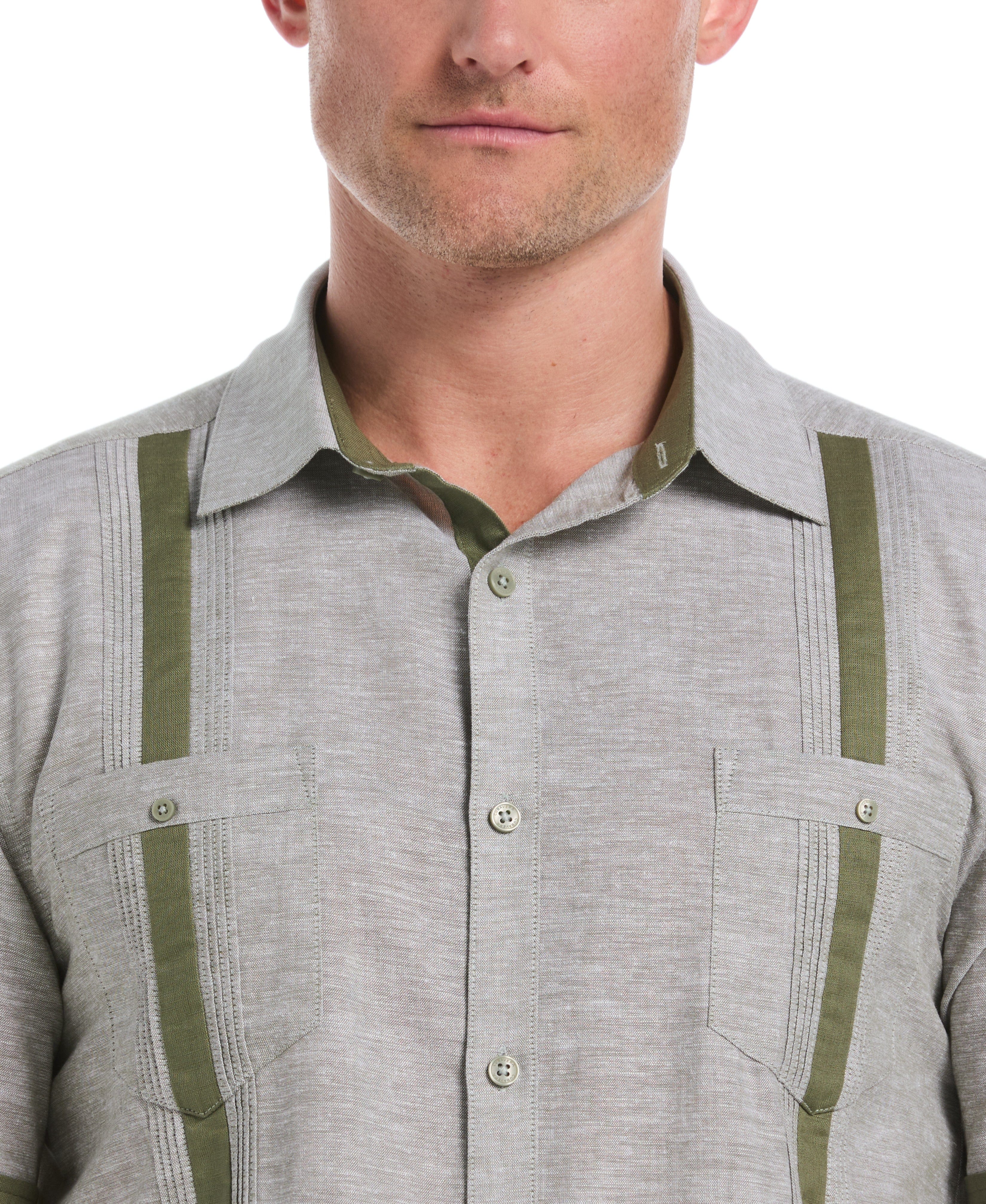 Linen Blend Cross Dye Guayabera Shirt - Image 33
