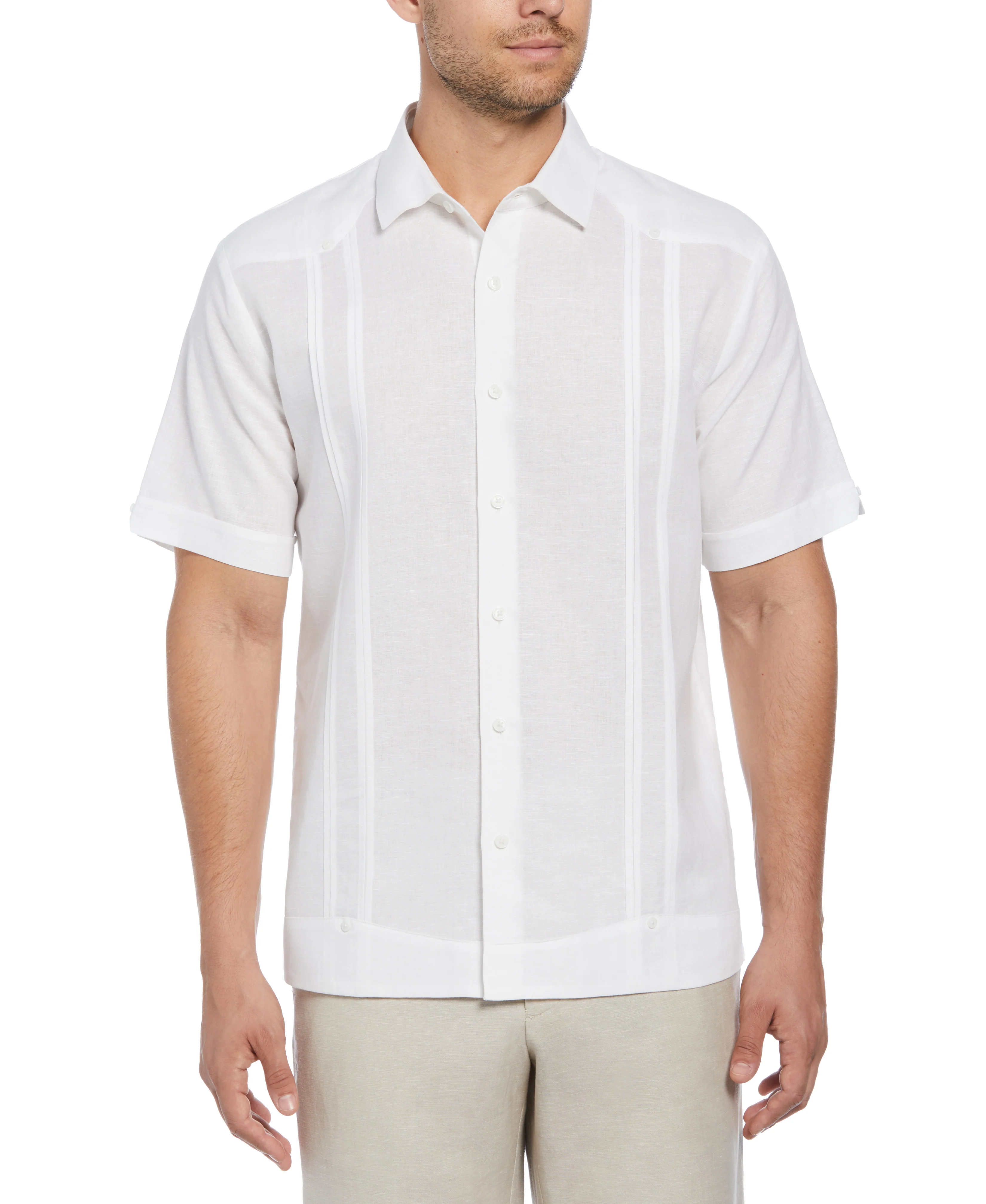 Linen Blend No-Pocket Guayabera Shirt - Image 12