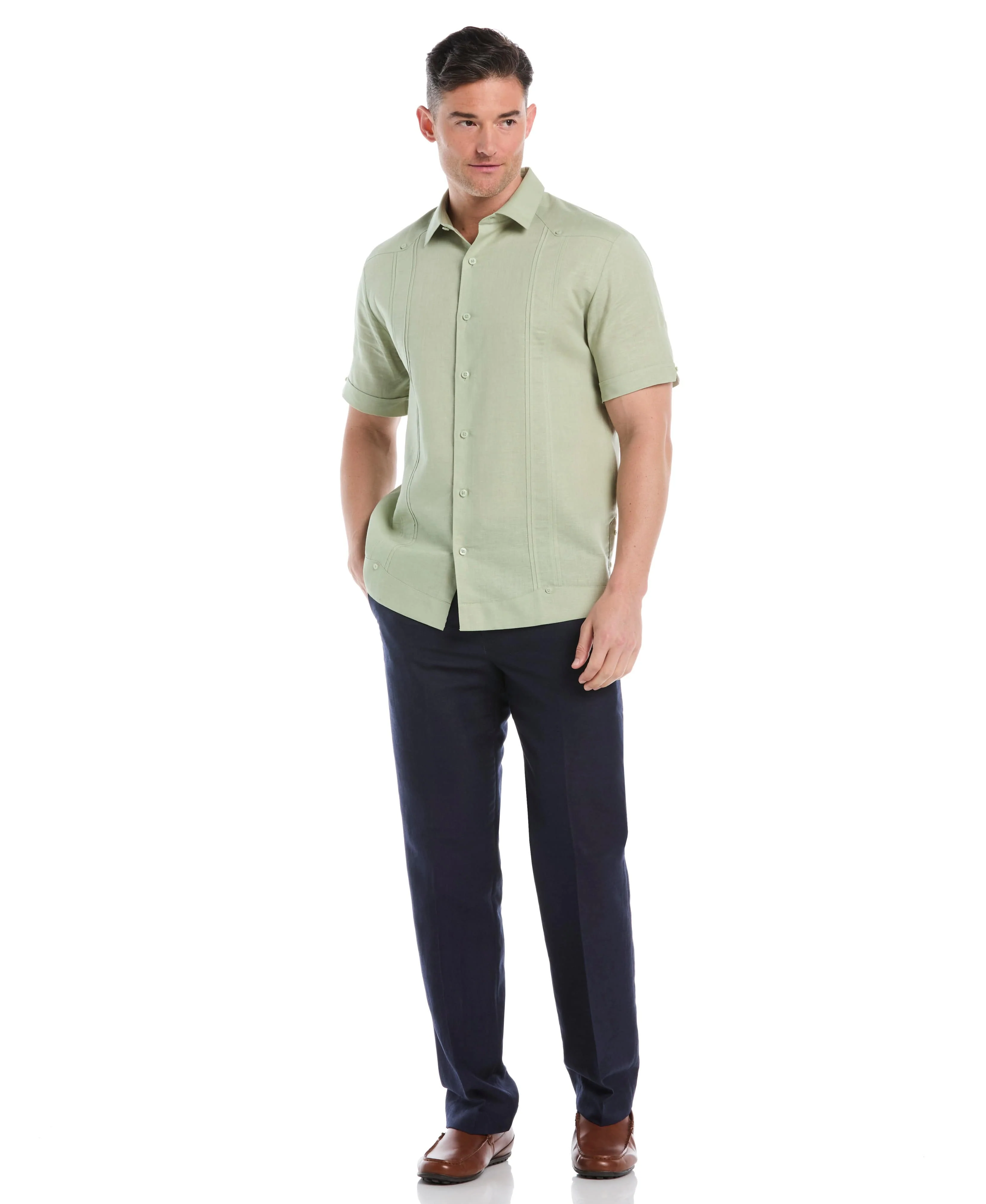 Linen Blend No-Pocket Guayabera Shirt - Image 20
