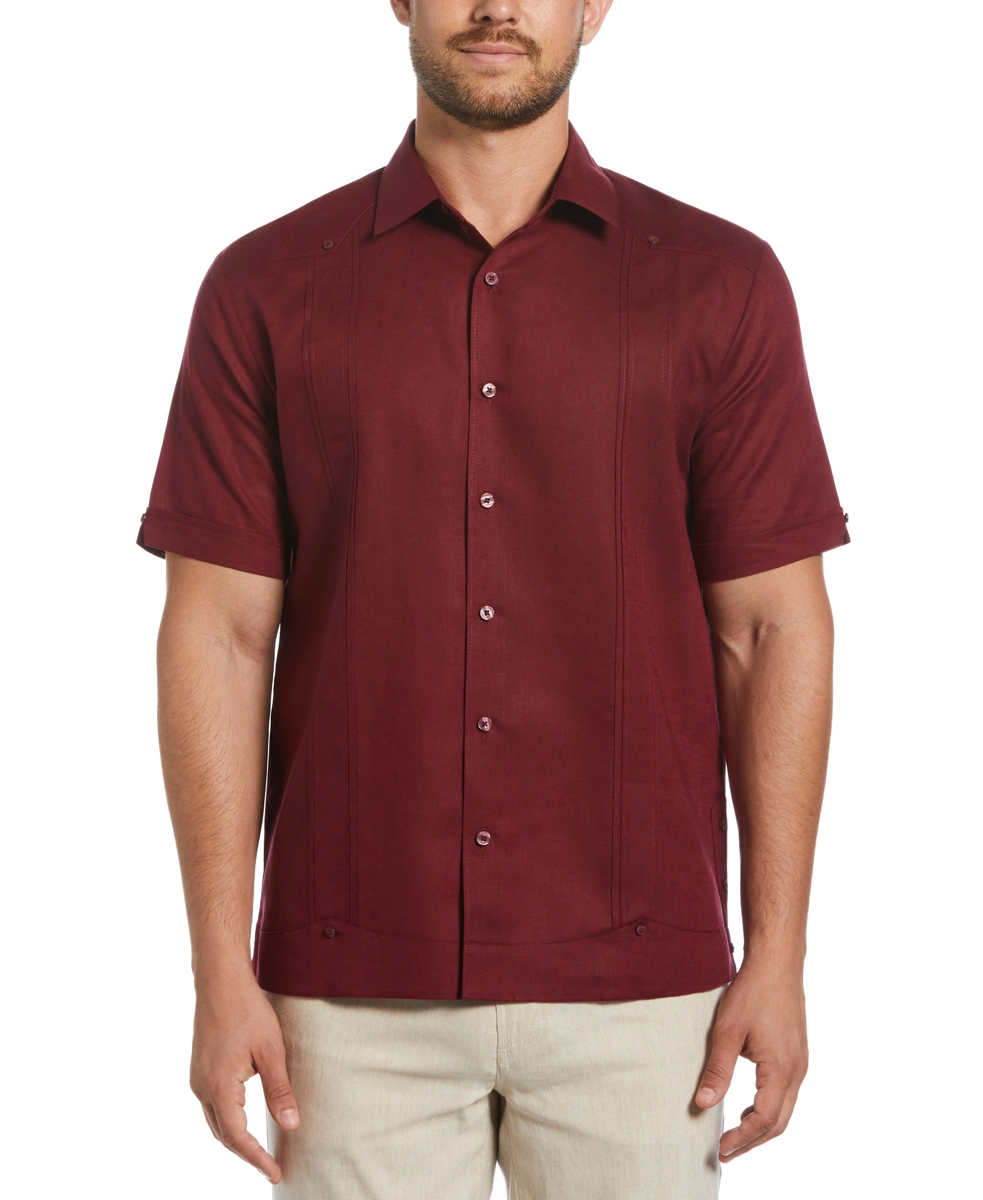 Linen Blend No-Pocket Guayabera Shirt - Image 34