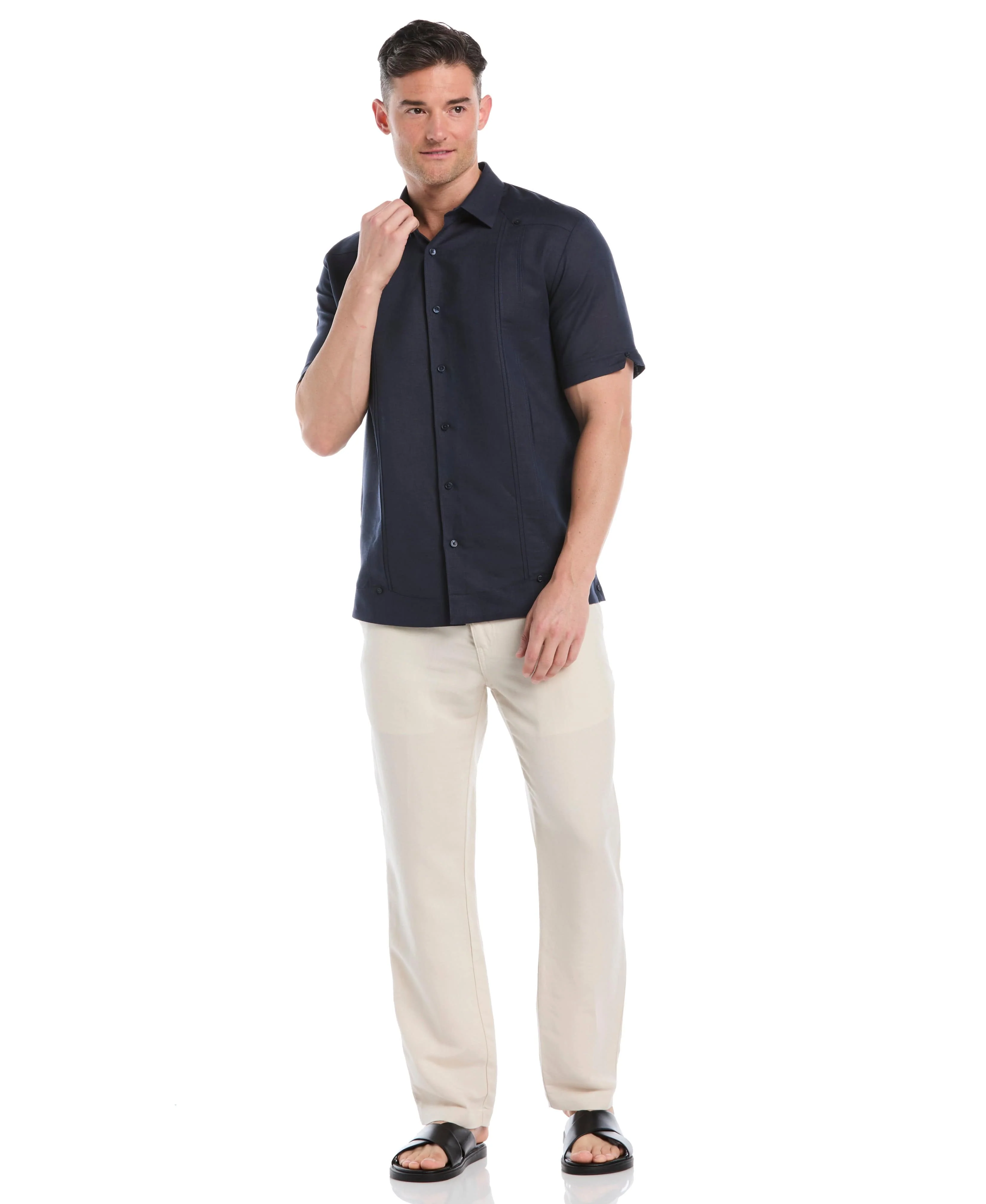 Linen Blend No-Pocket Guayabera Shirt - Image 4