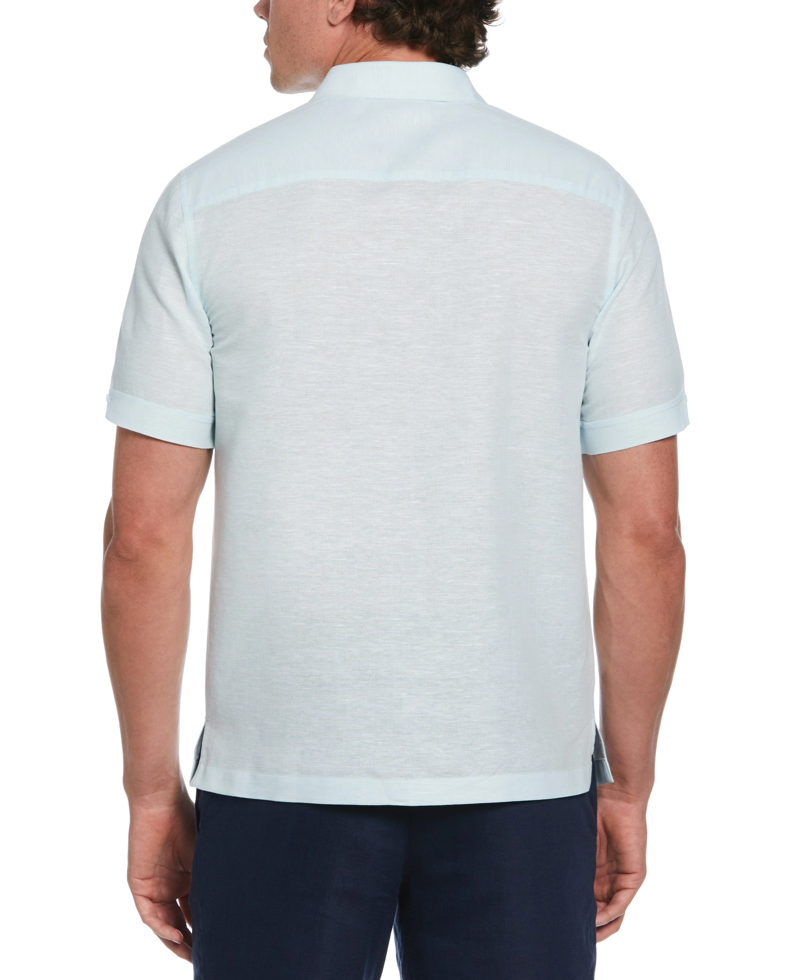 Big & Tall Linen Blend Herringbone Panel Shirt - Image 2