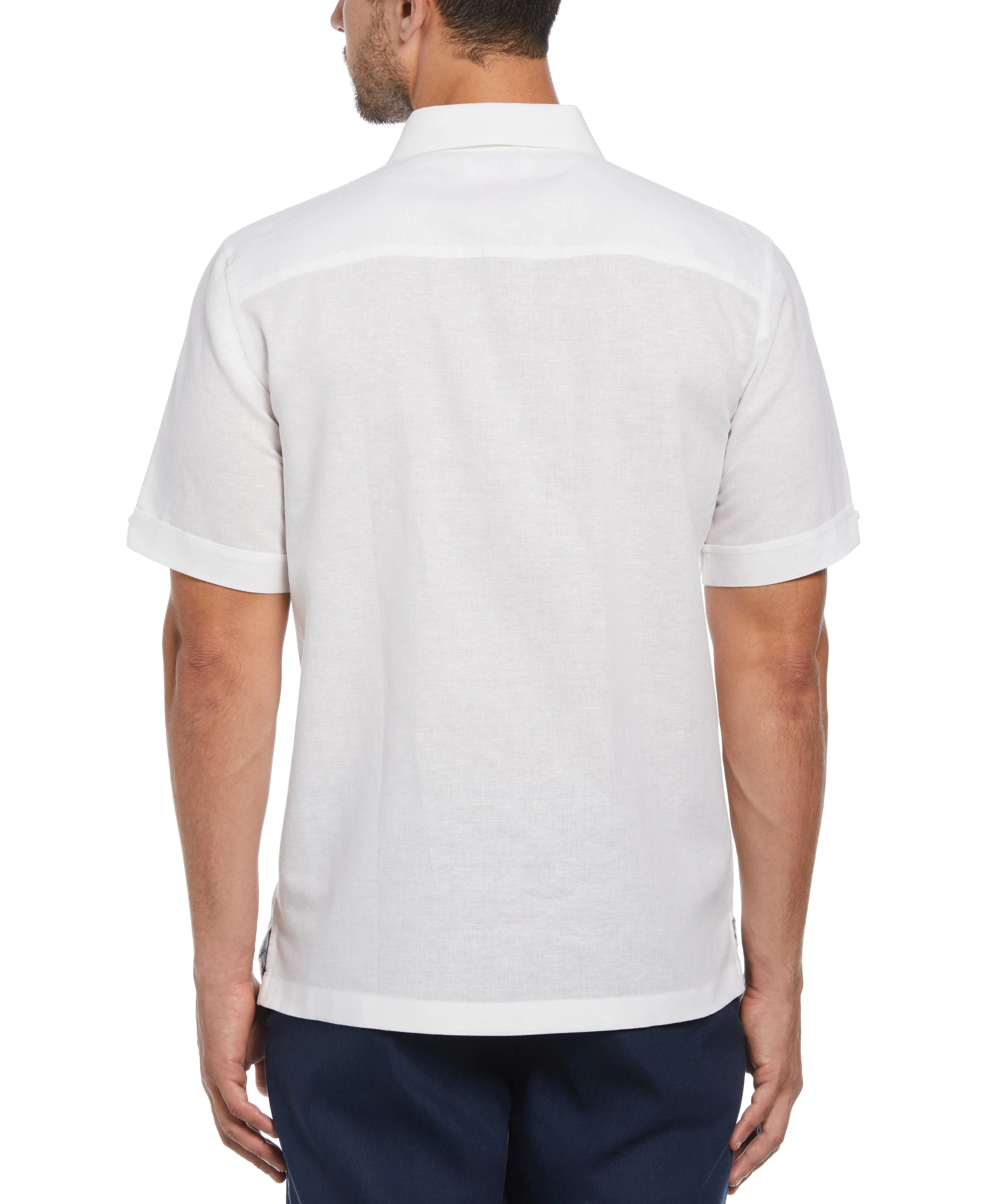 Linen Blend L-Shape Embroidered Shirt - Image 2