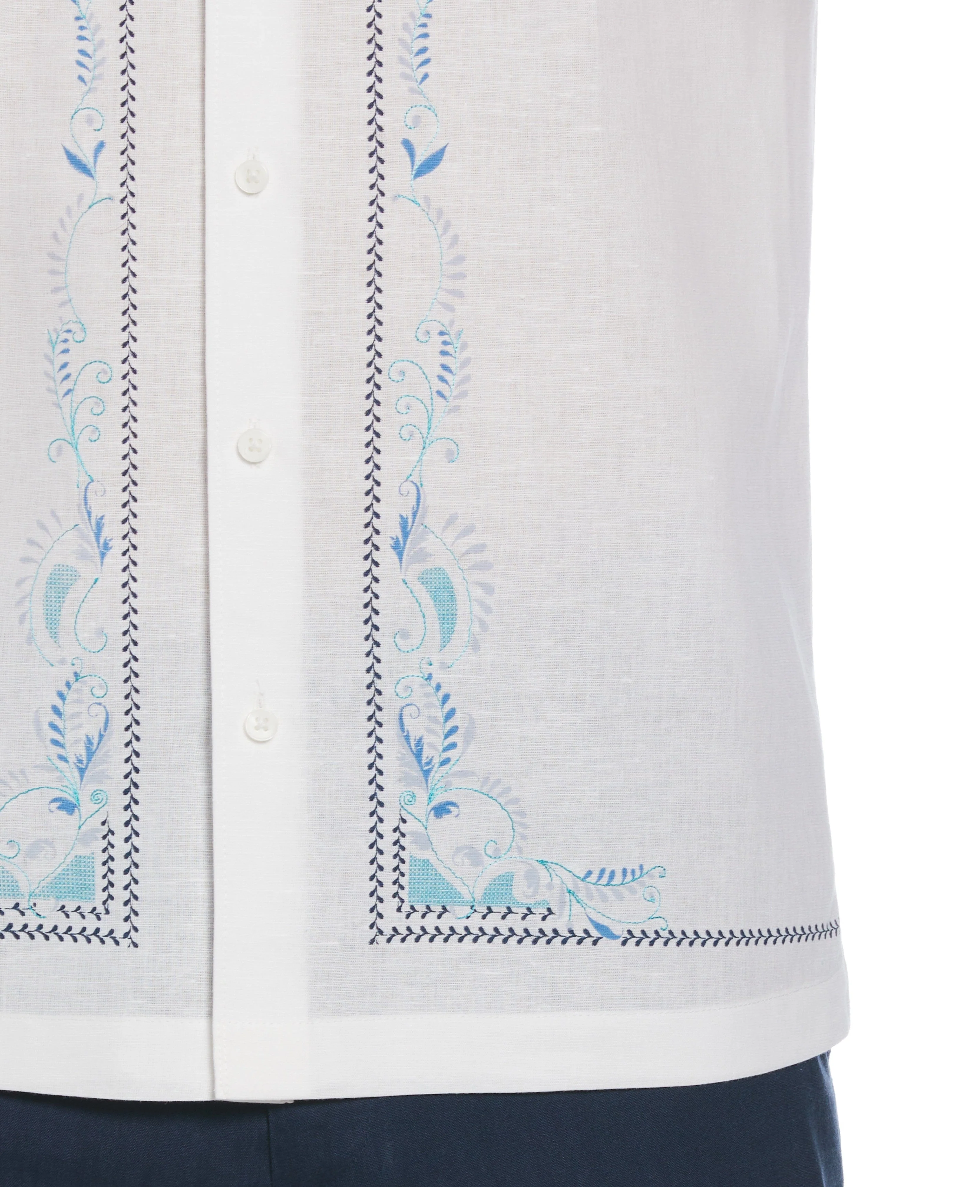 Linen Blend L-Shape Embroidered Shirt - Image 4