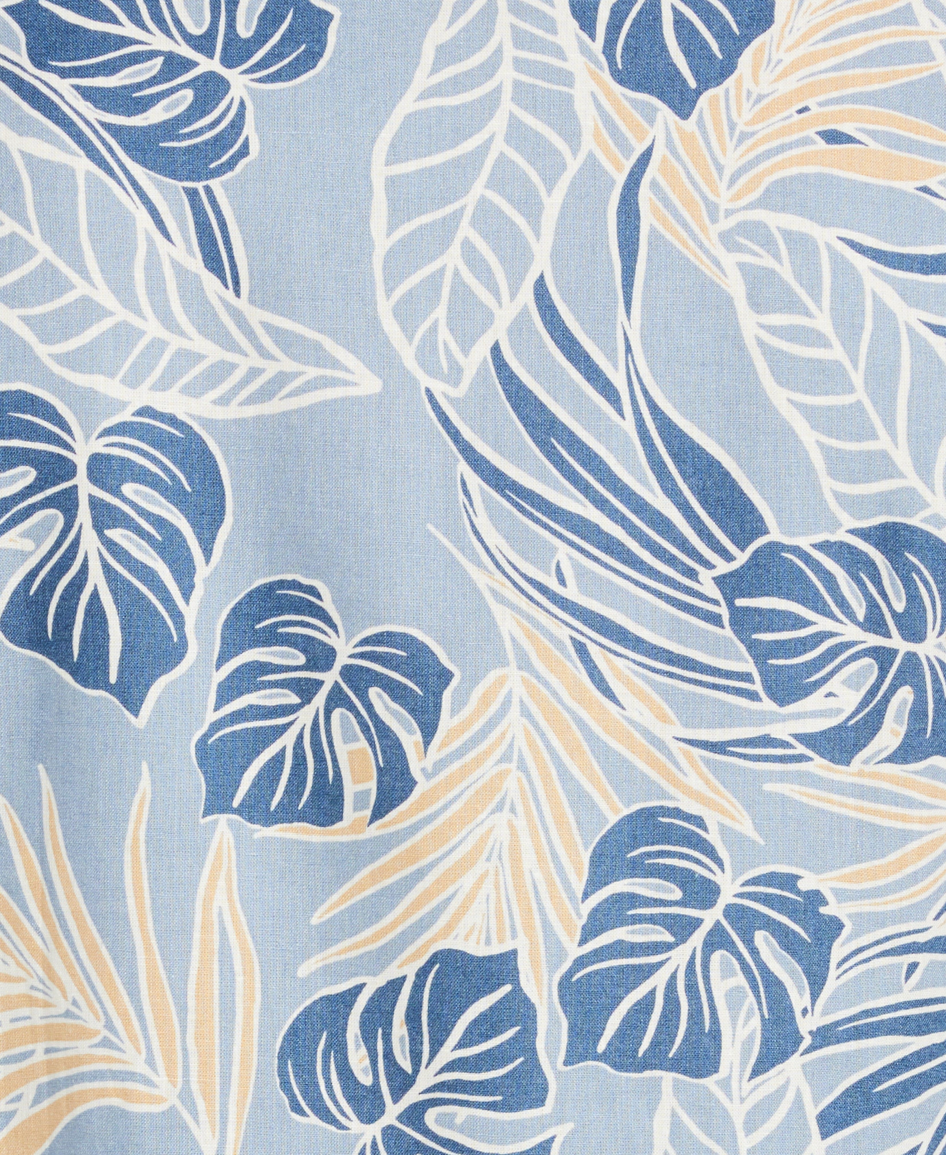 Linen-Blend Leaf Outline Print Shirt - Image 5