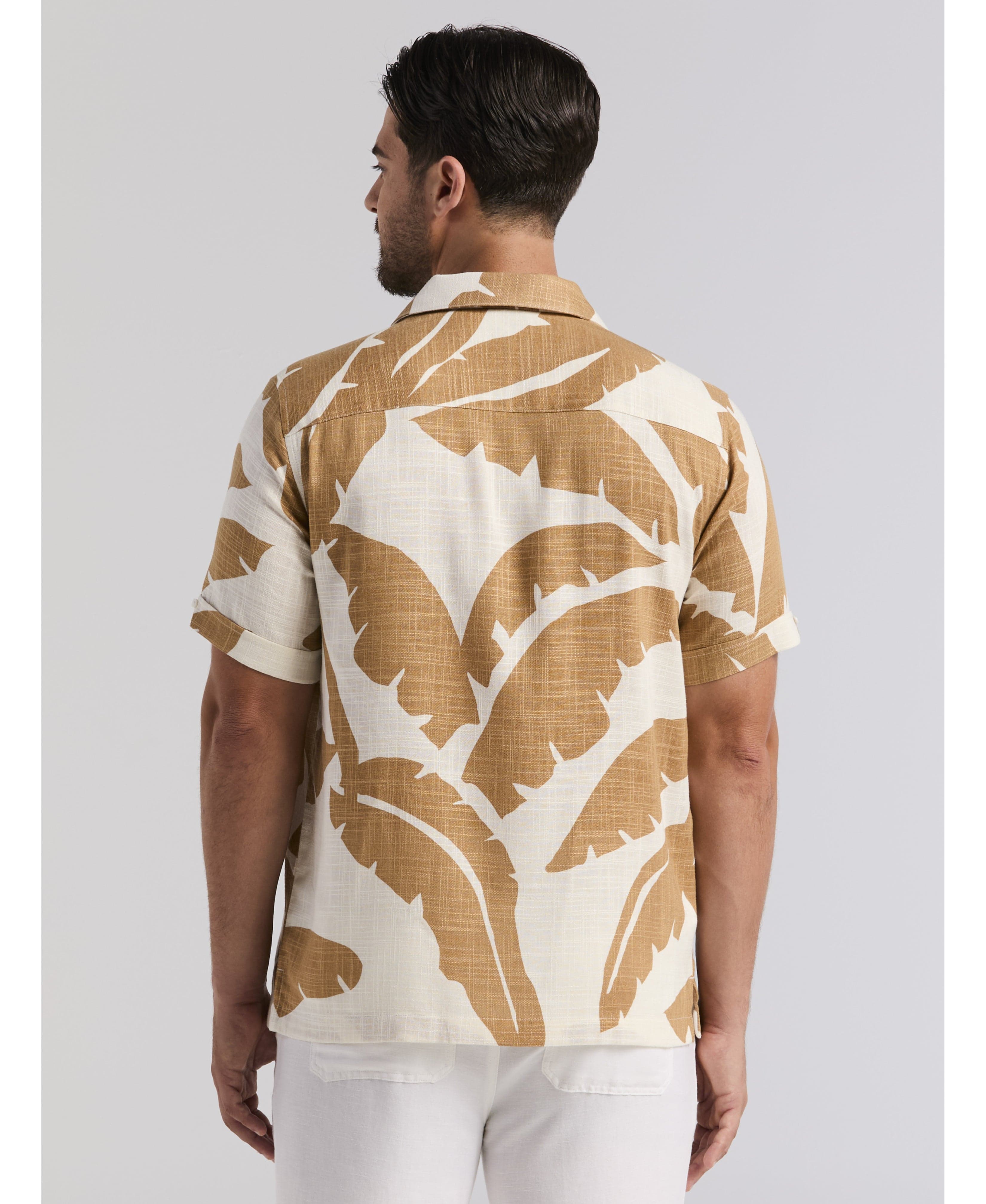 Linen Blend Palm Print Shirt - Image 3