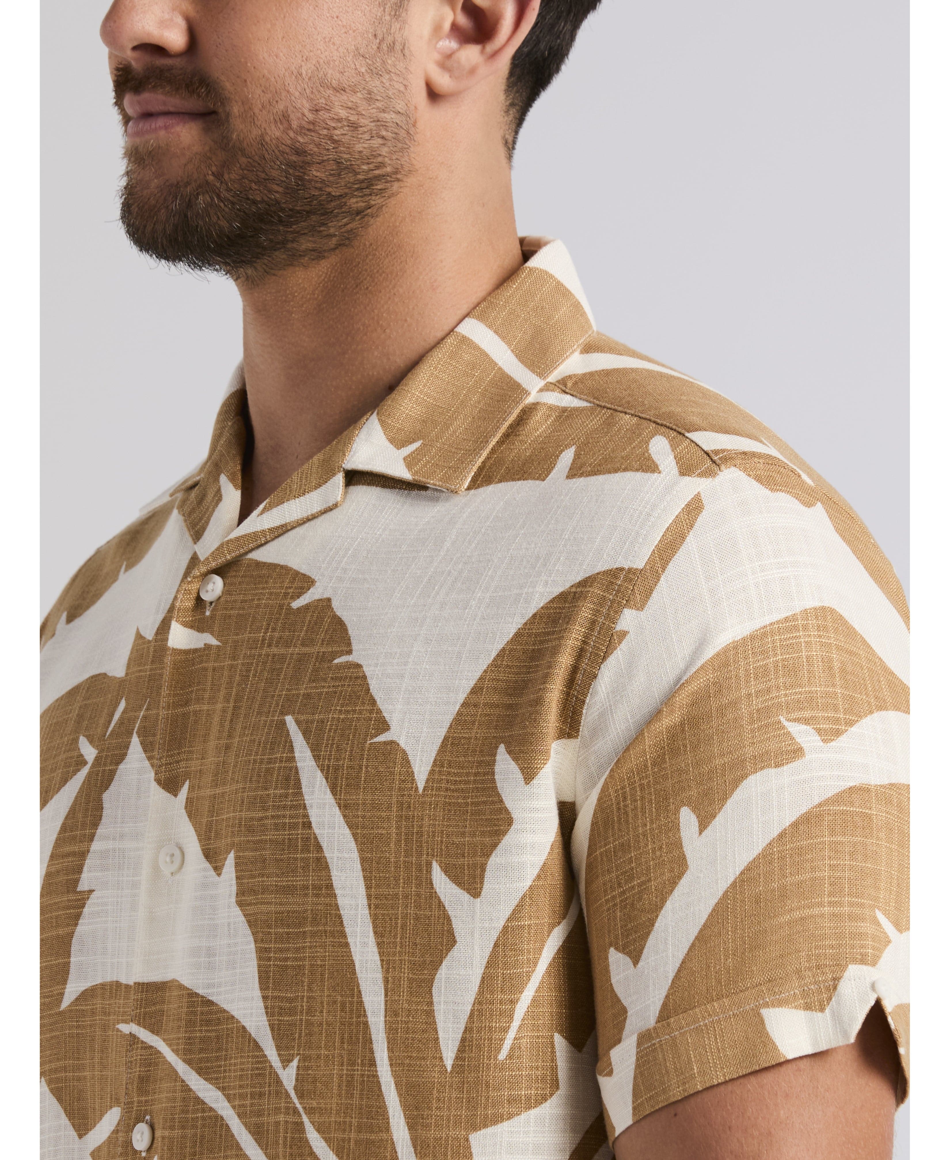 Linen Blend Palm Print Shirt - Image 4