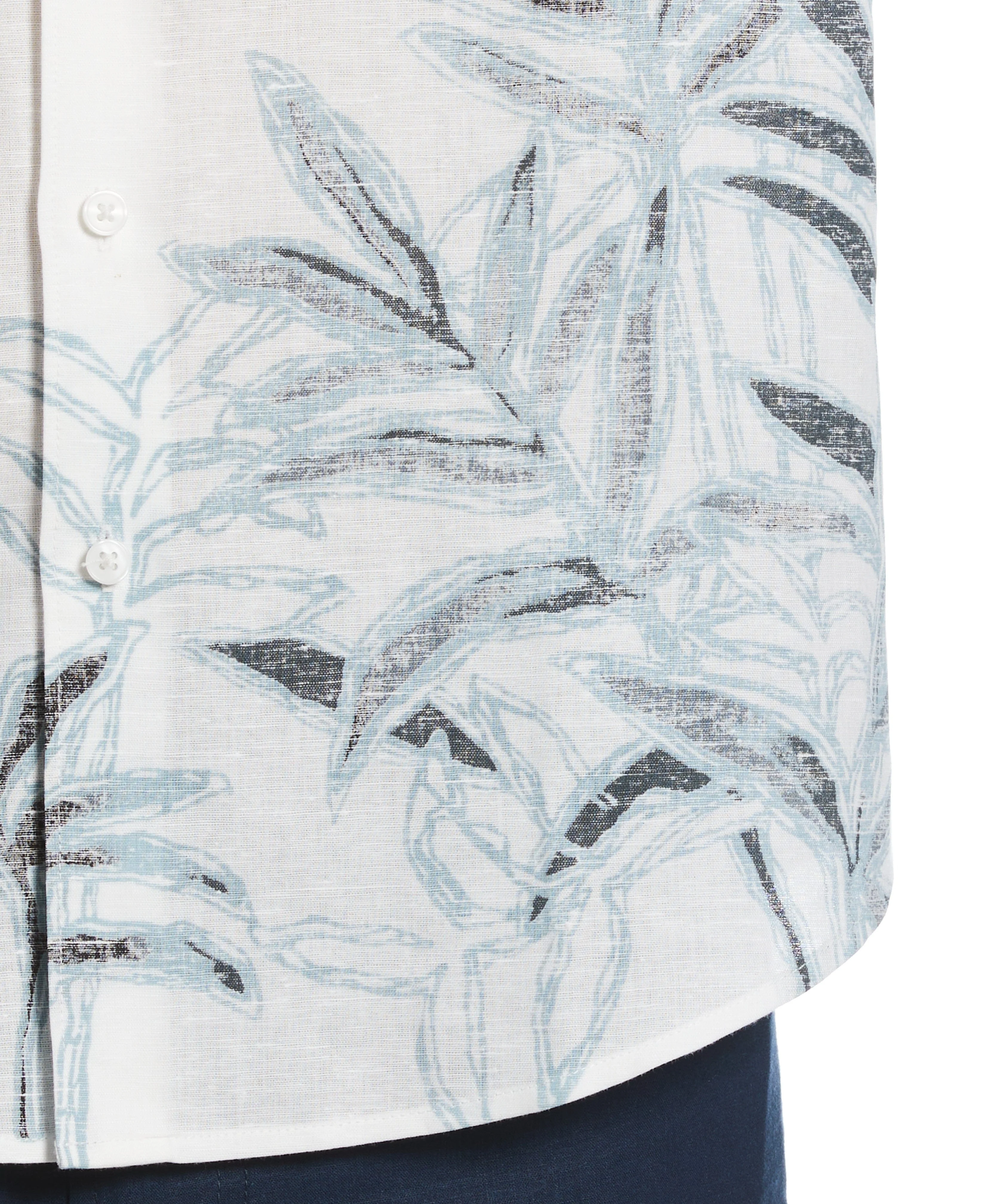 Linen Blend Reverse Asymmetric Placement Print Shirt - Image 4