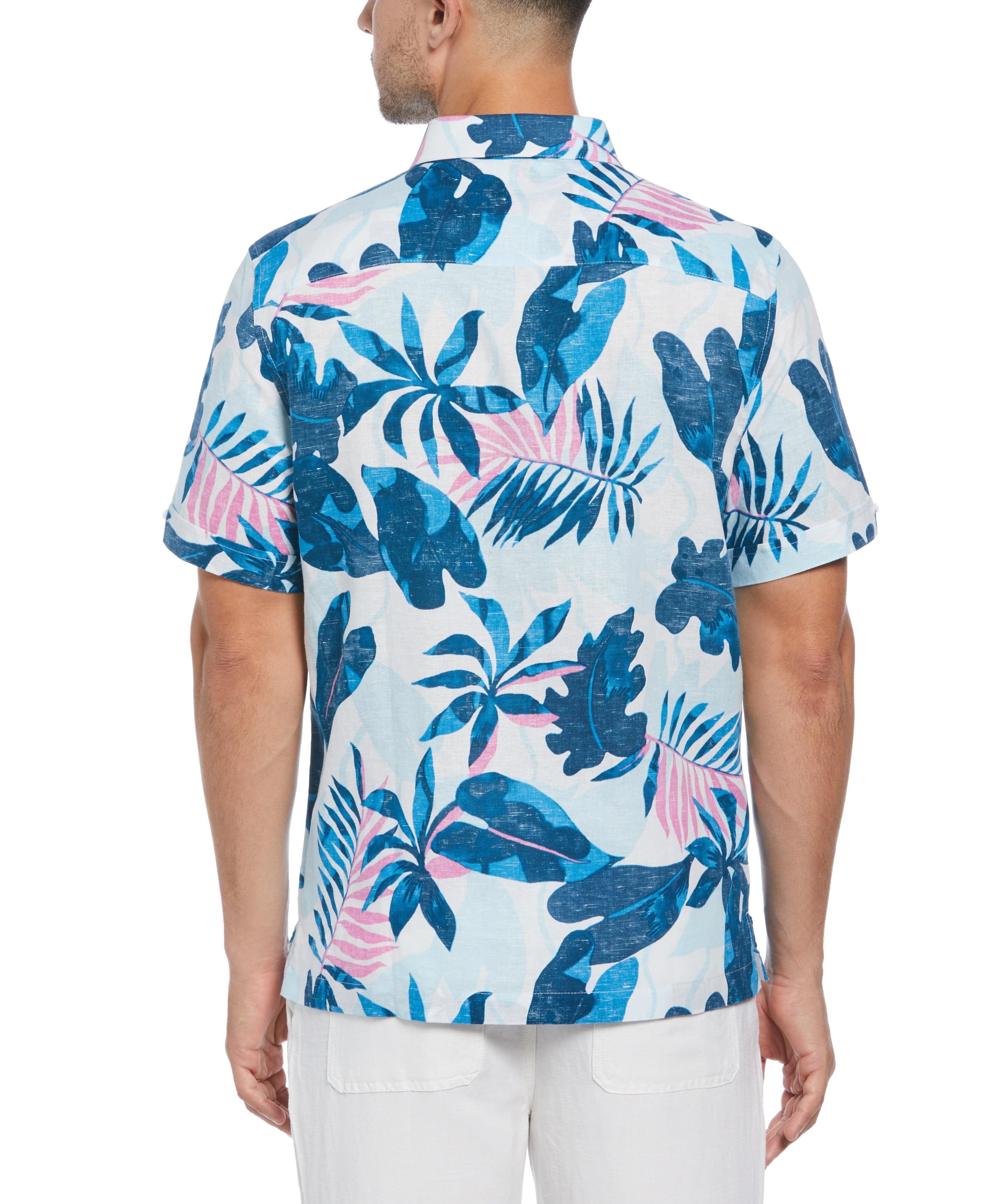 Linen Blend Reverse Tropical Print Shirt - Image 2