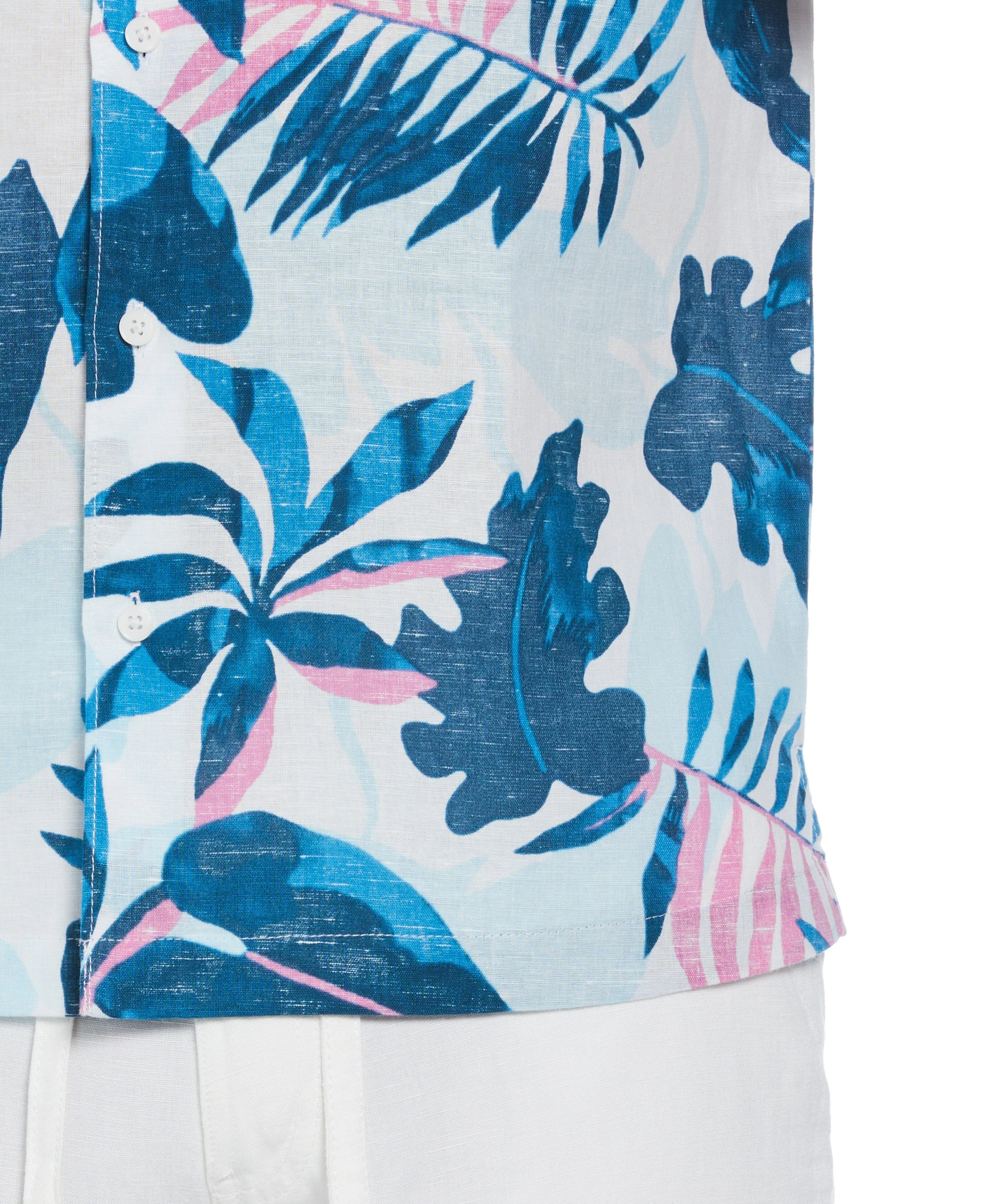Linen Blend Reverse Tropical Print Shirt - Image 4