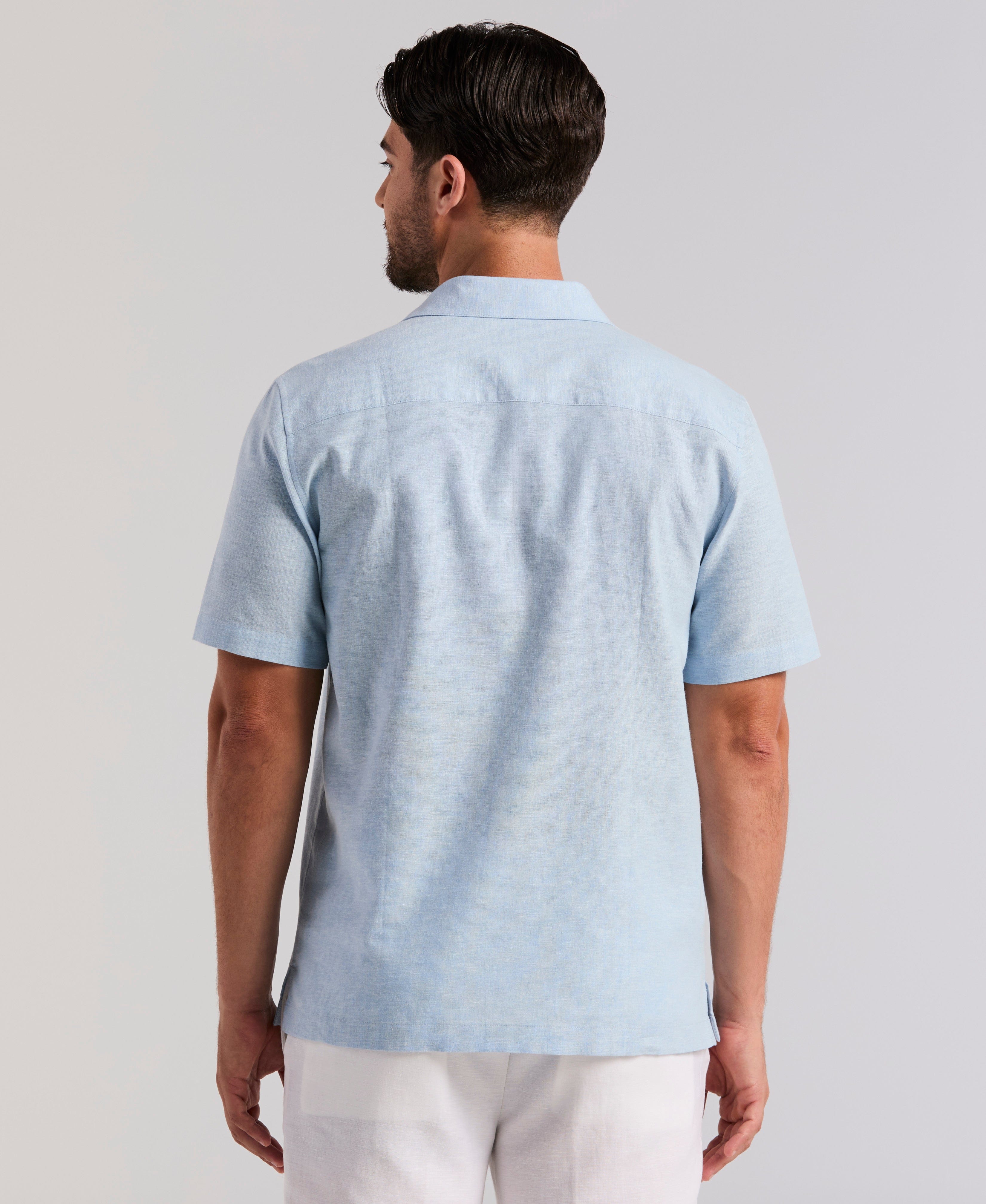 Linen Blend Slub Texture Panel Shirt - Image 3