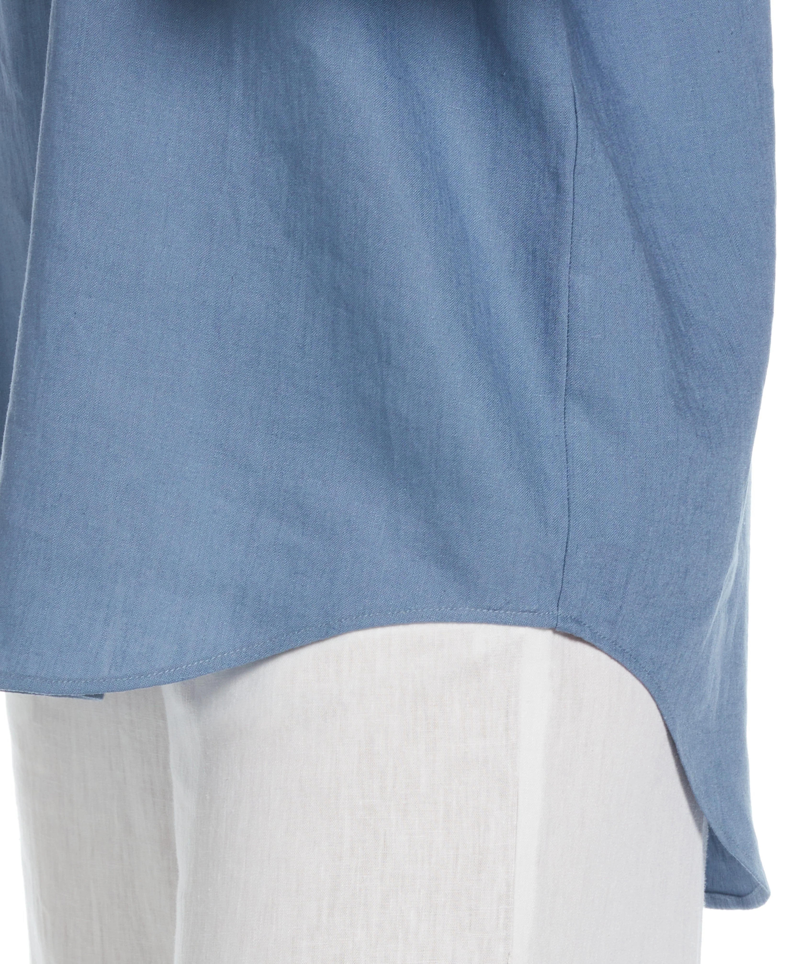 Linen Blend Solid Popover Shirt - Image 3