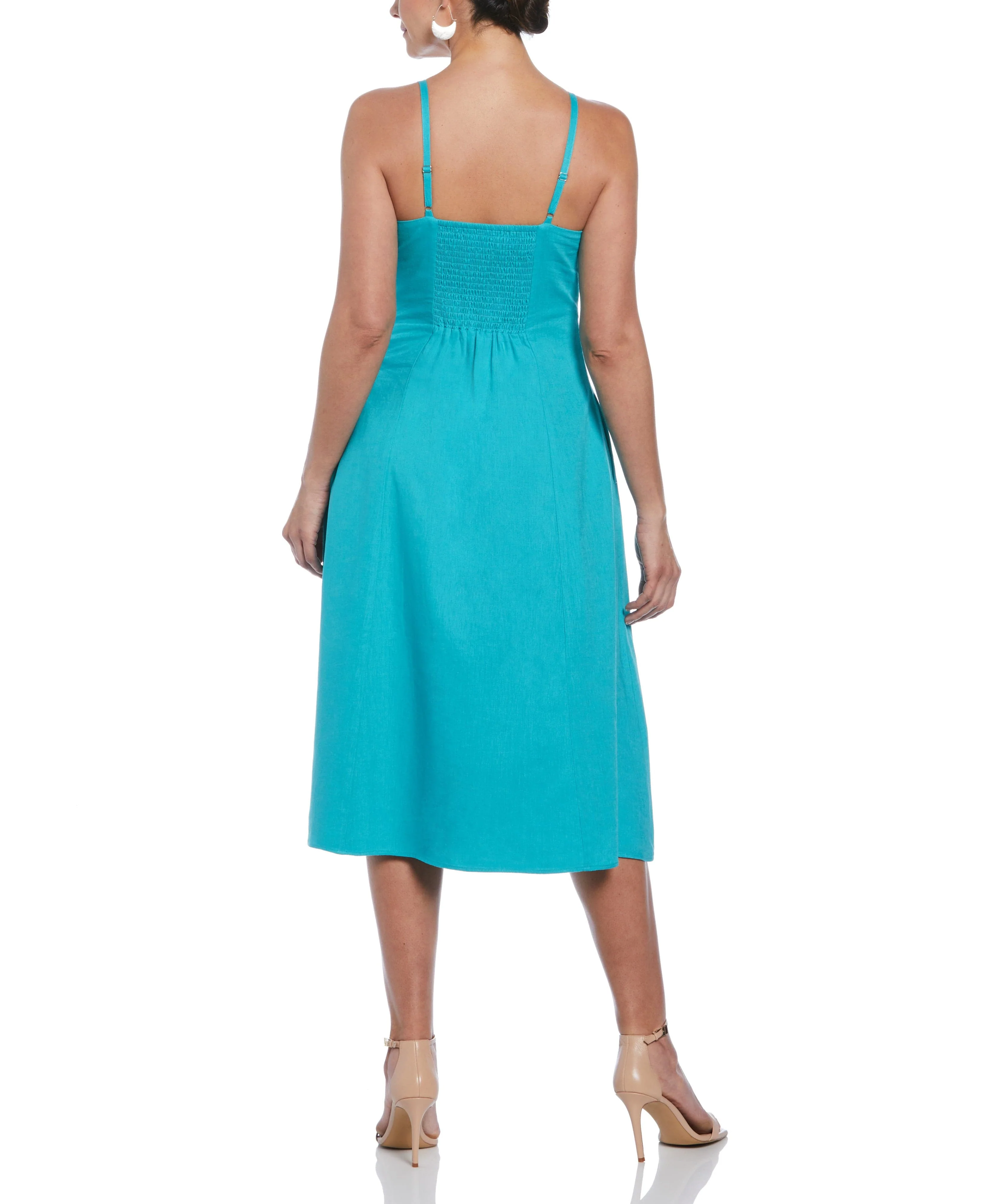 Linen Blend Thin Strap Midi Dress - Image 2