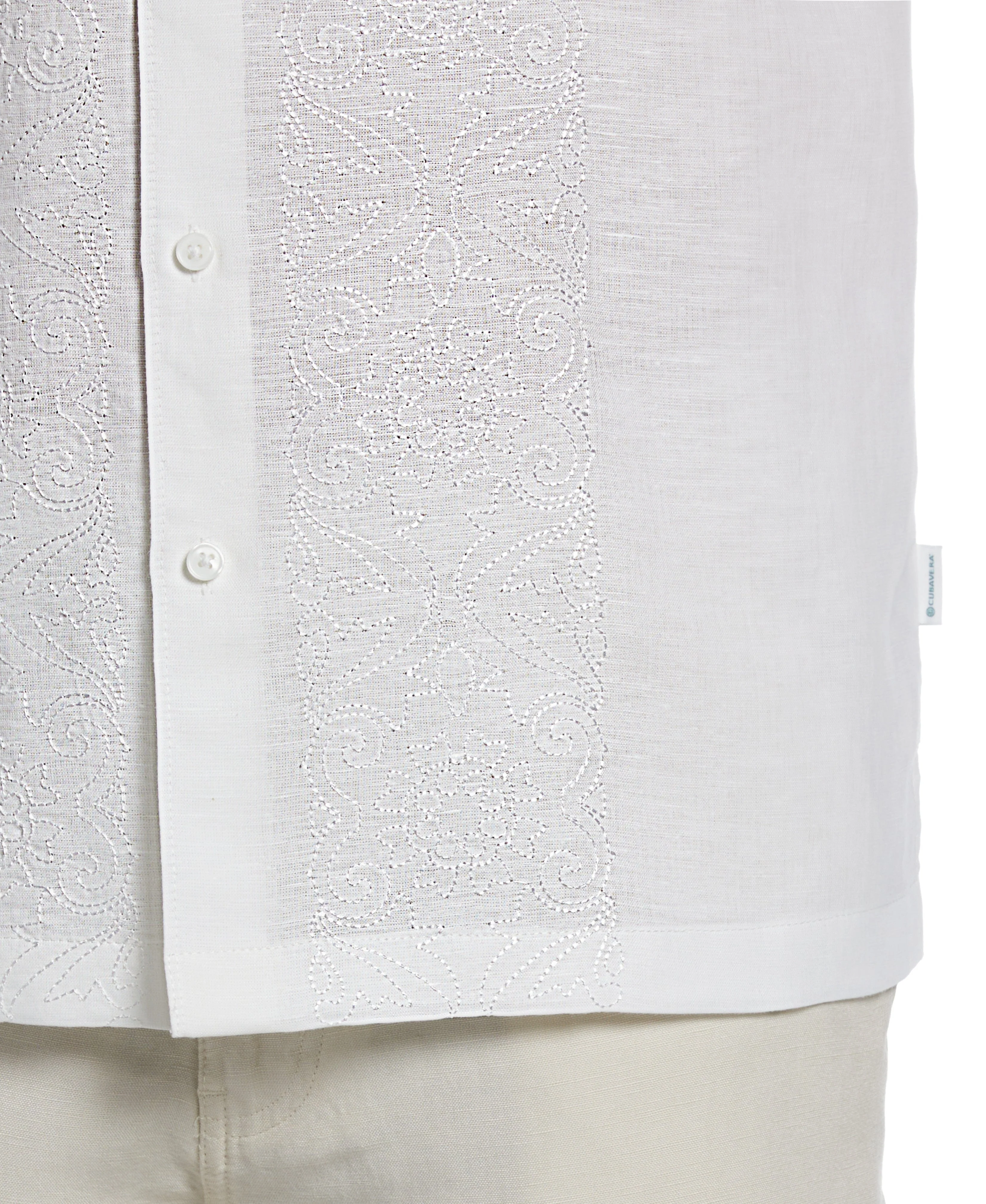 Linen Blend Tonal Embroidered Panel Shirt - Image 3