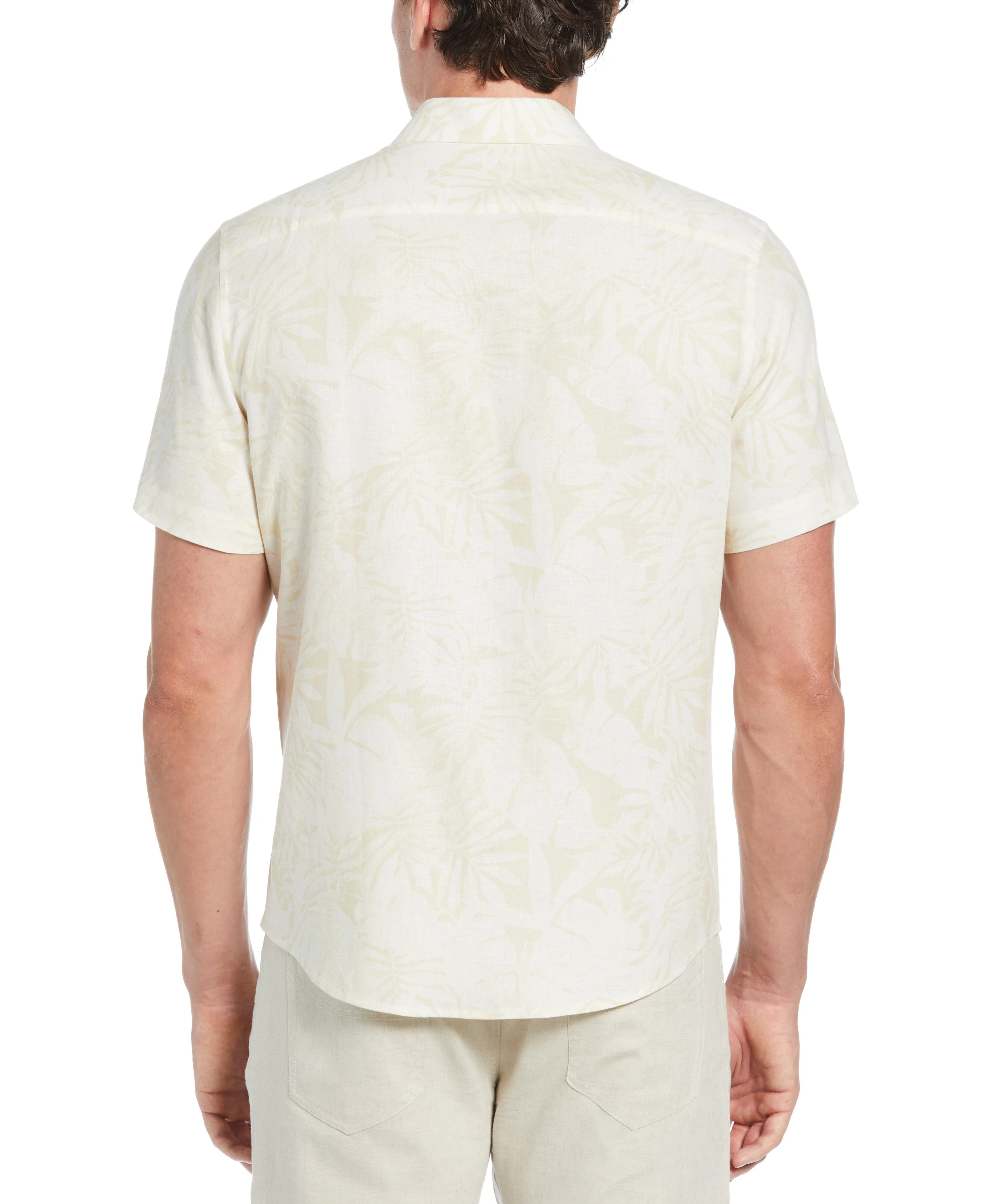 Linen Blend Tonal Multi Leaf Print Shirt - Image 2