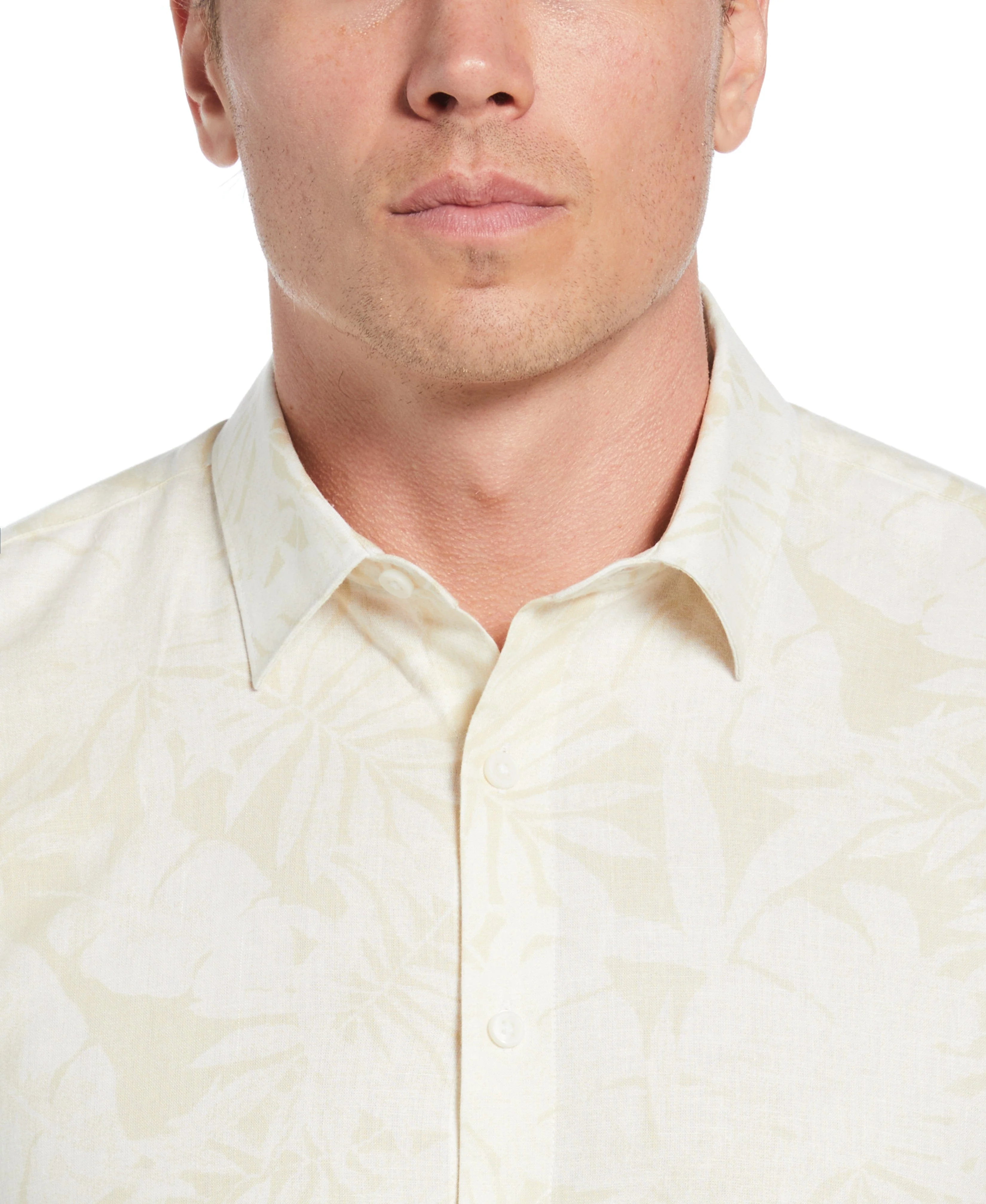 Linen Blend Tonal Multi Leaf Print Shirt - Image 4