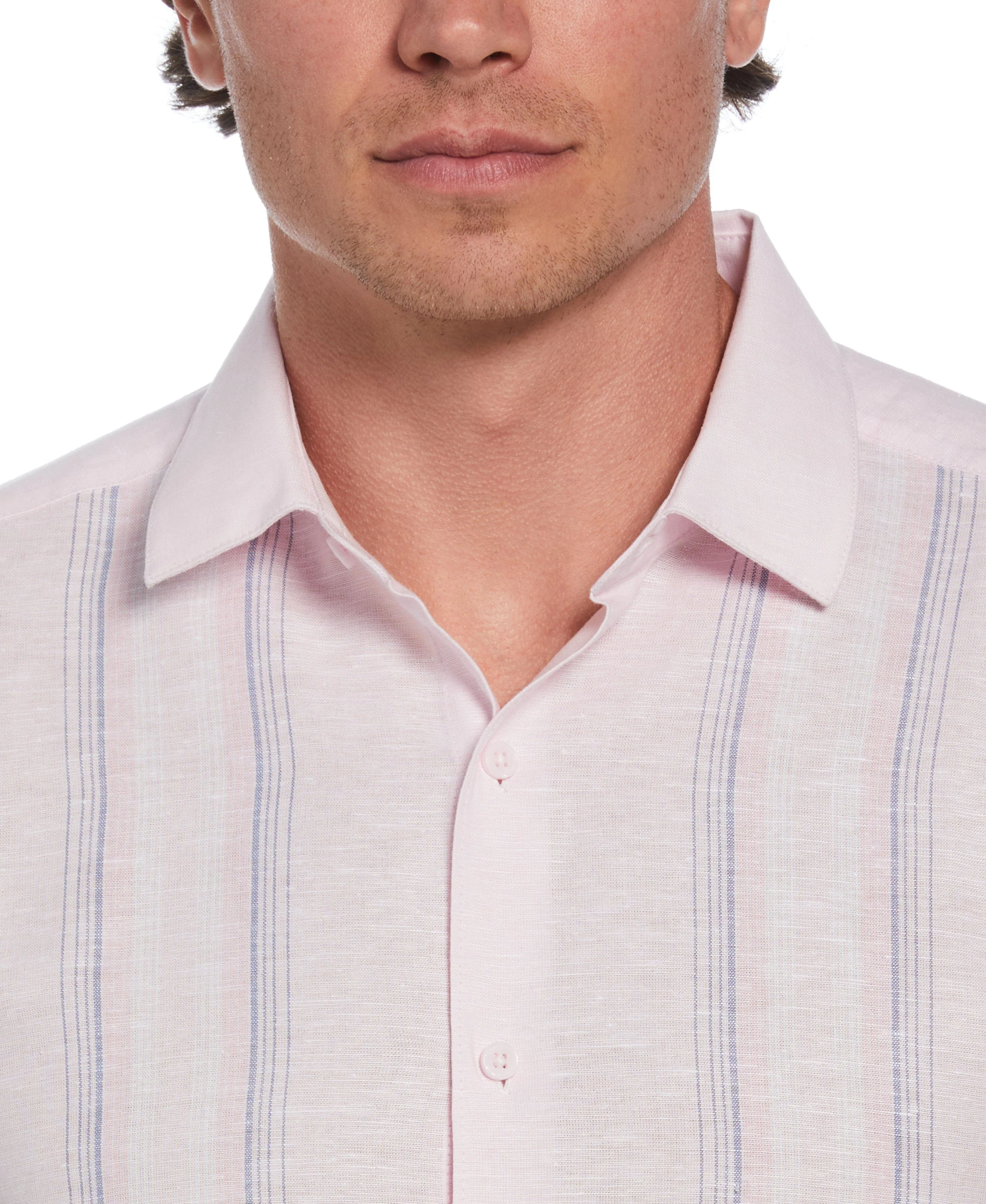 Big & Tall Linen Blend Tri-Color Panel Shirt - Image 4