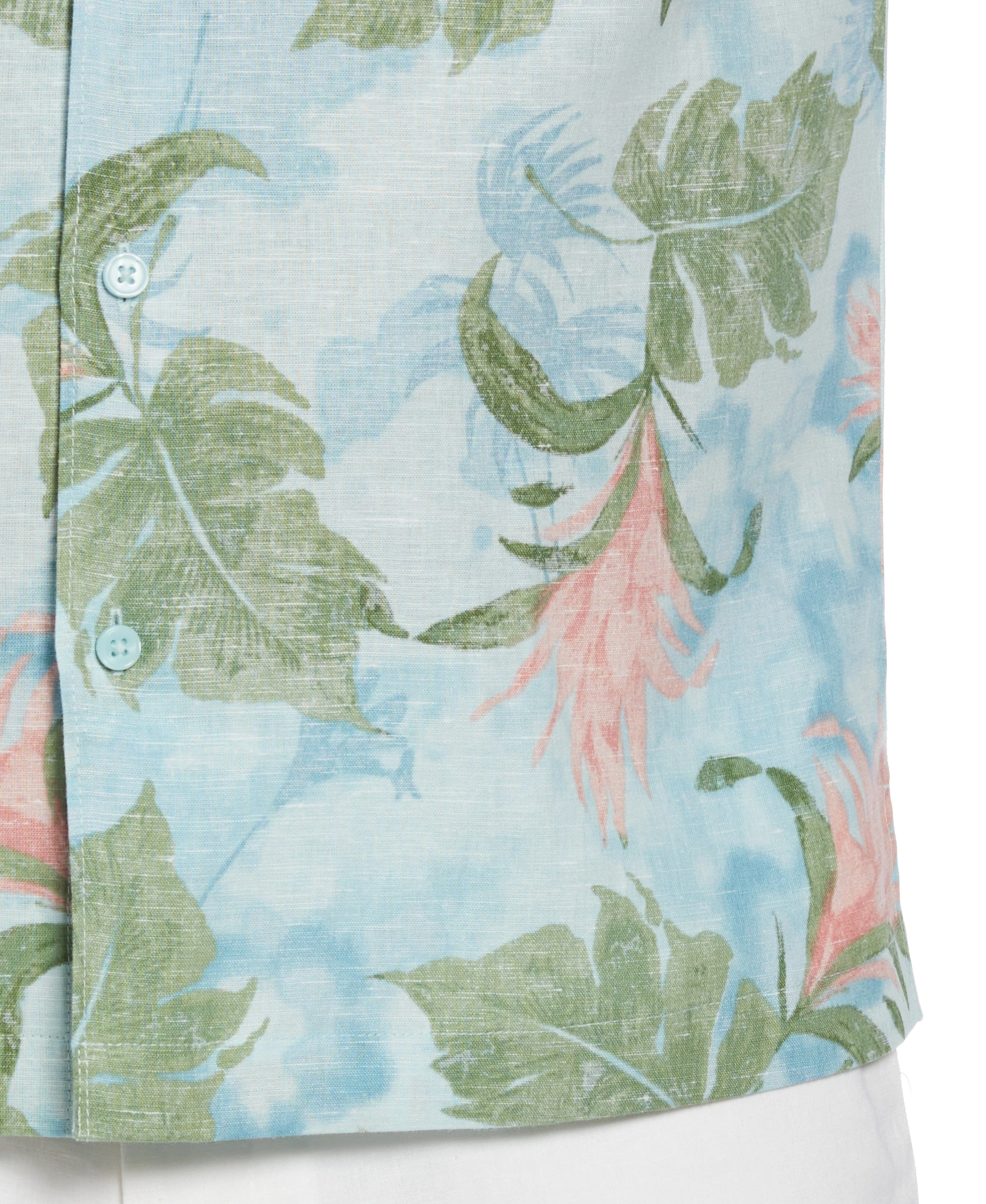 Big & Tall Linen Blend Tropical Floral Print Shirt - Image 4