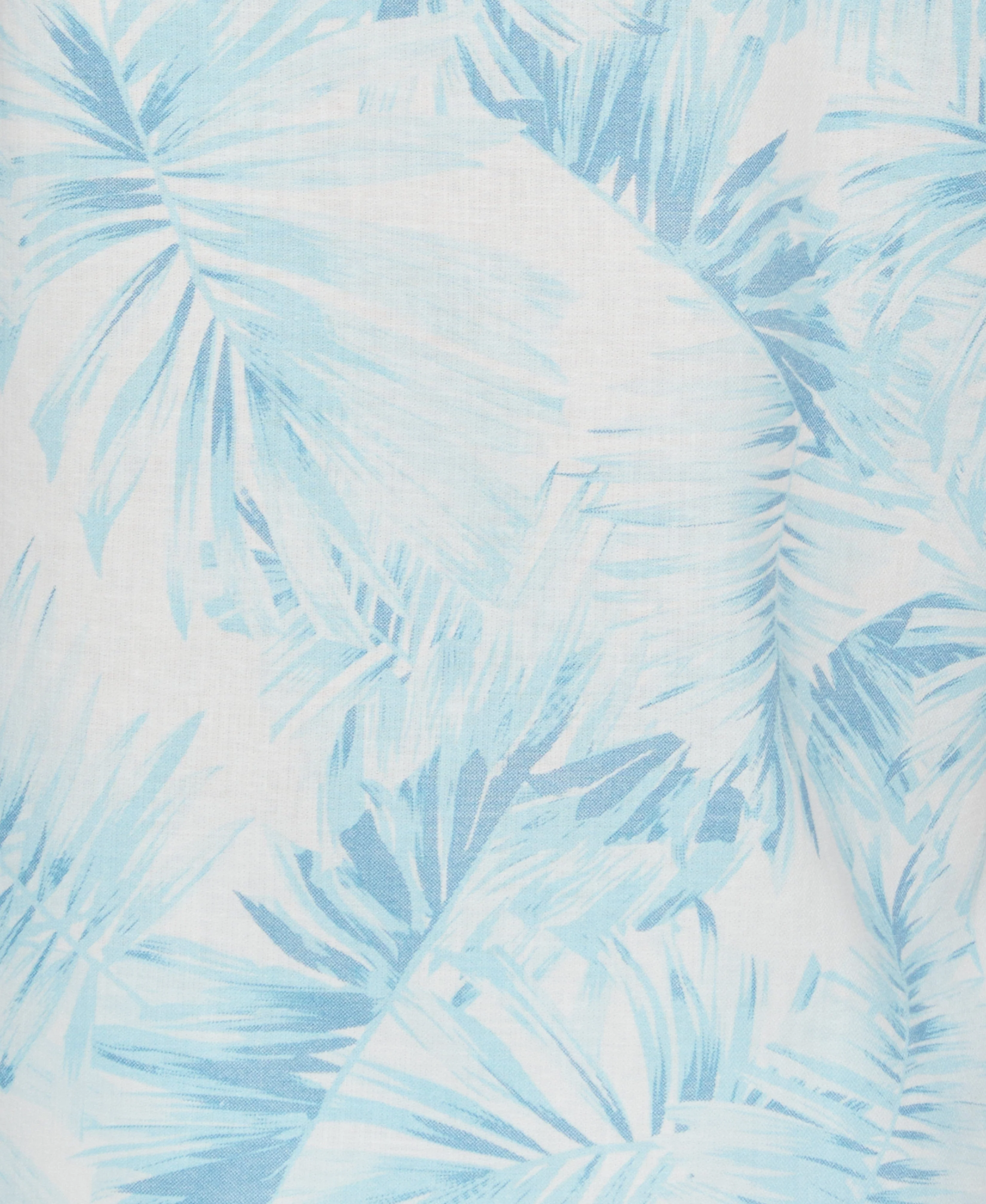 Linen Blend Tropical Palm Print Shirt - Image 6