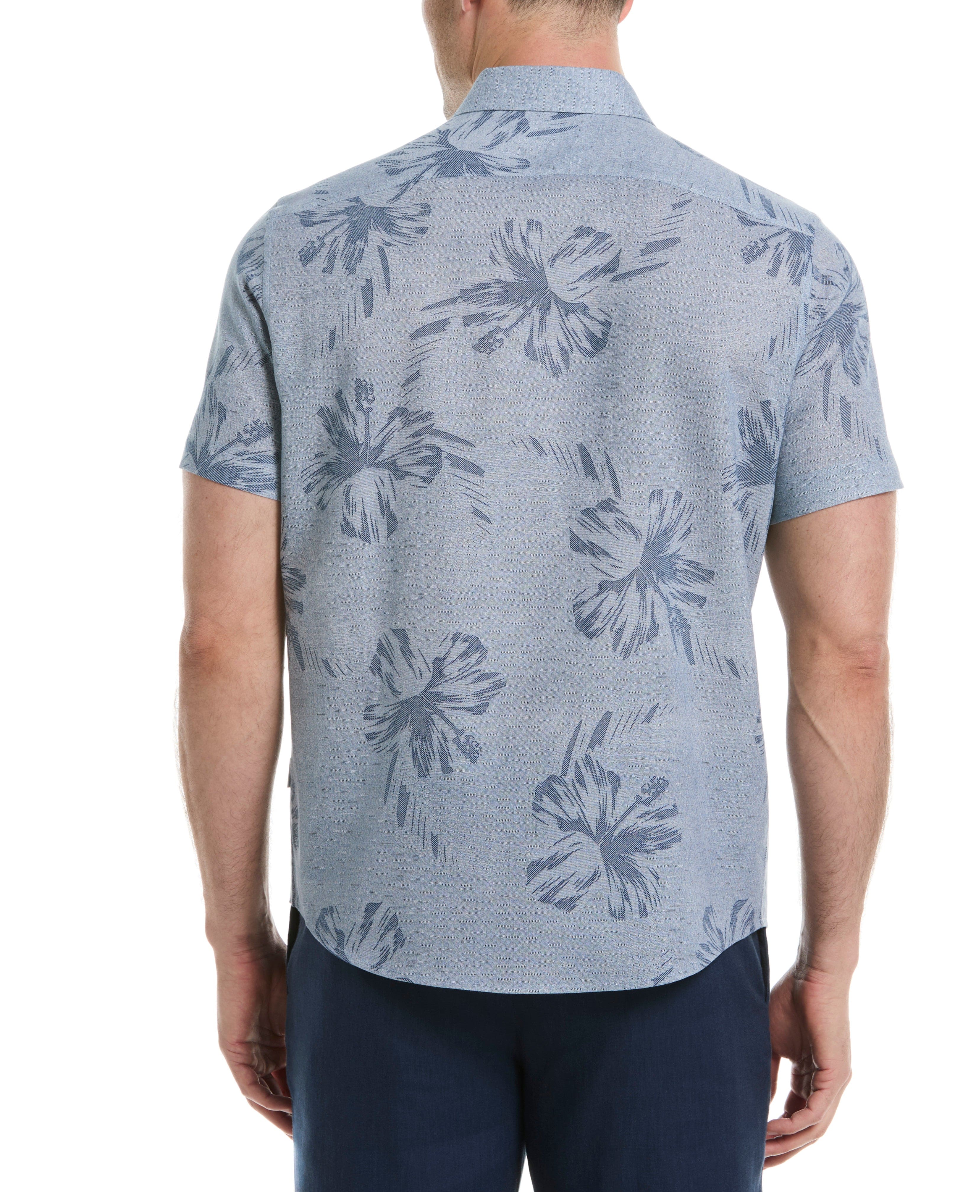 Linen Blend Tropical Tonal Print Shirt - Image 2