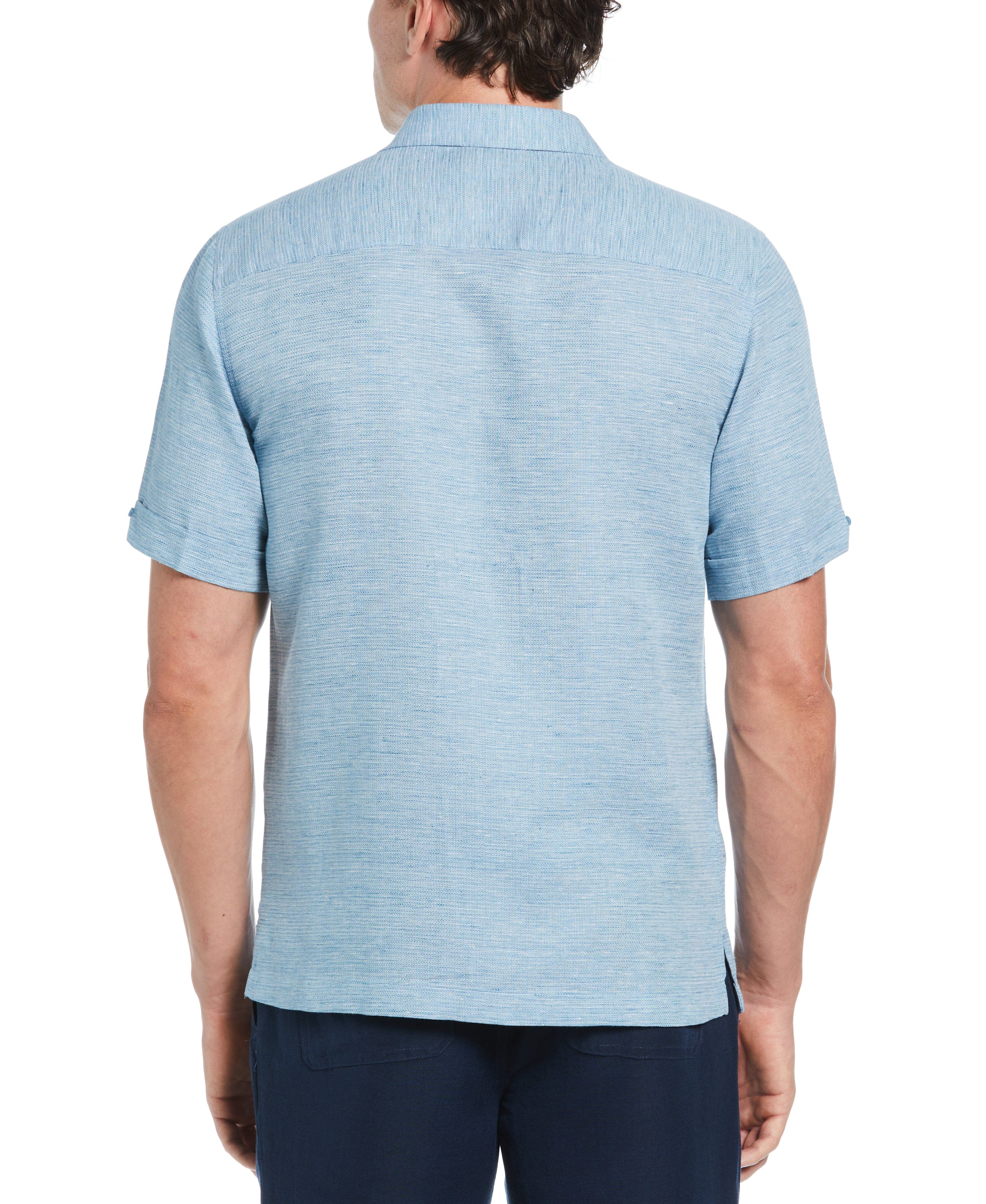 Linen Blend Tuck Panel Dobby Shirt - Image 3