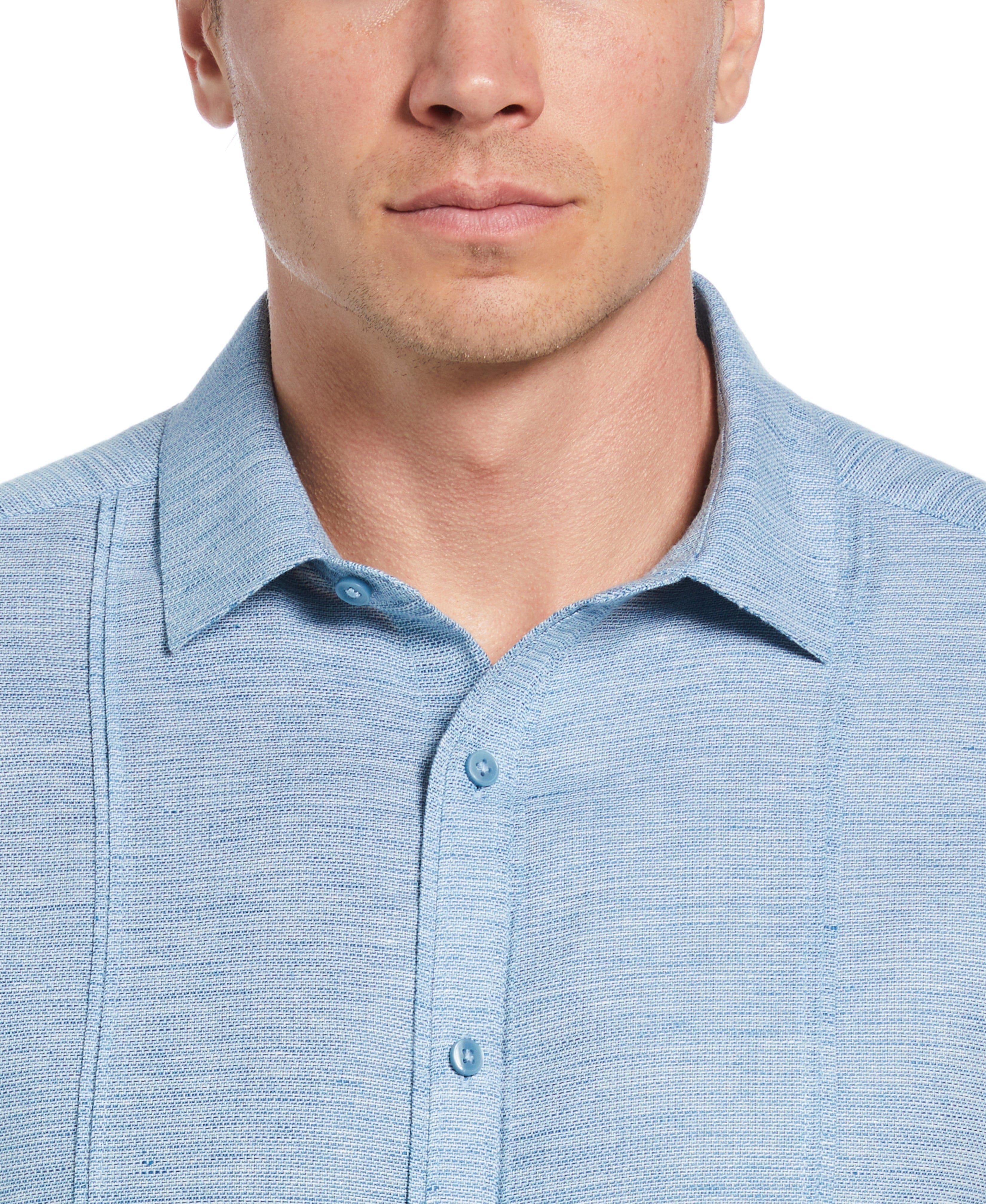Linen Blend Tuck Panel Dobby Shirt - Image 4