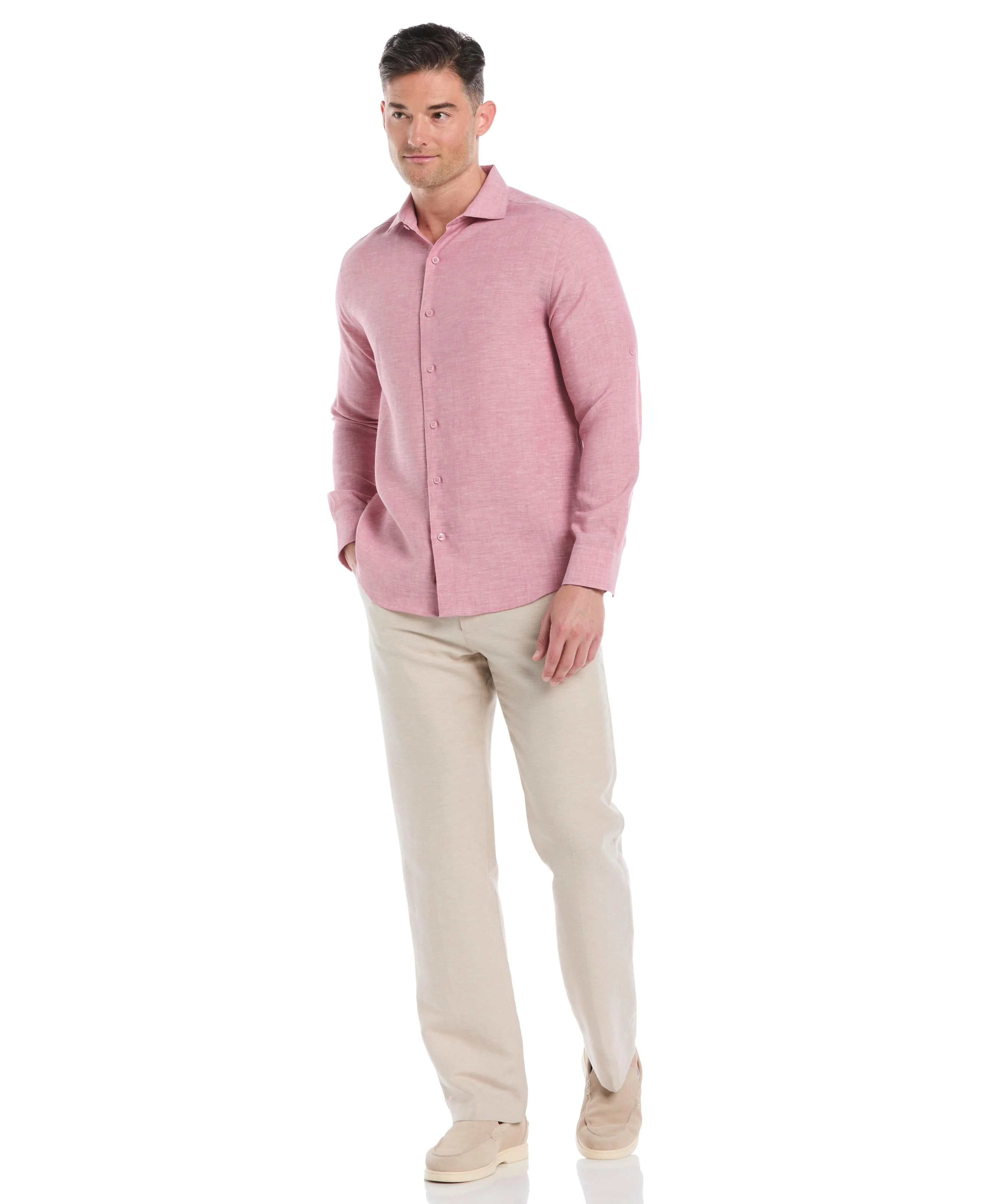 Travelselect™ Linen-Blend Rolled Sleeve Shirt - Image 21