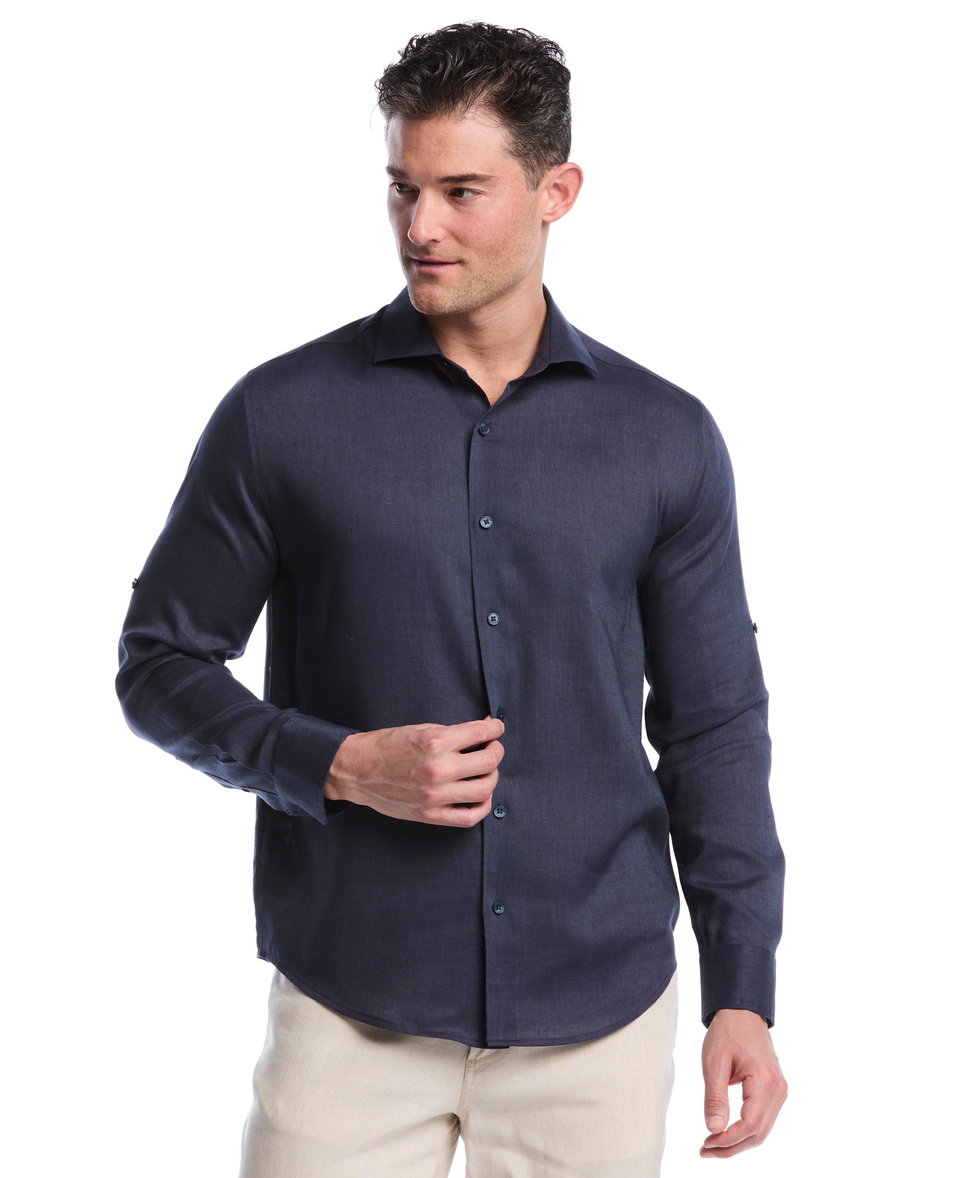 Travelselect™ Linen-Blend Rolled Sleeve Shirt - Image 23