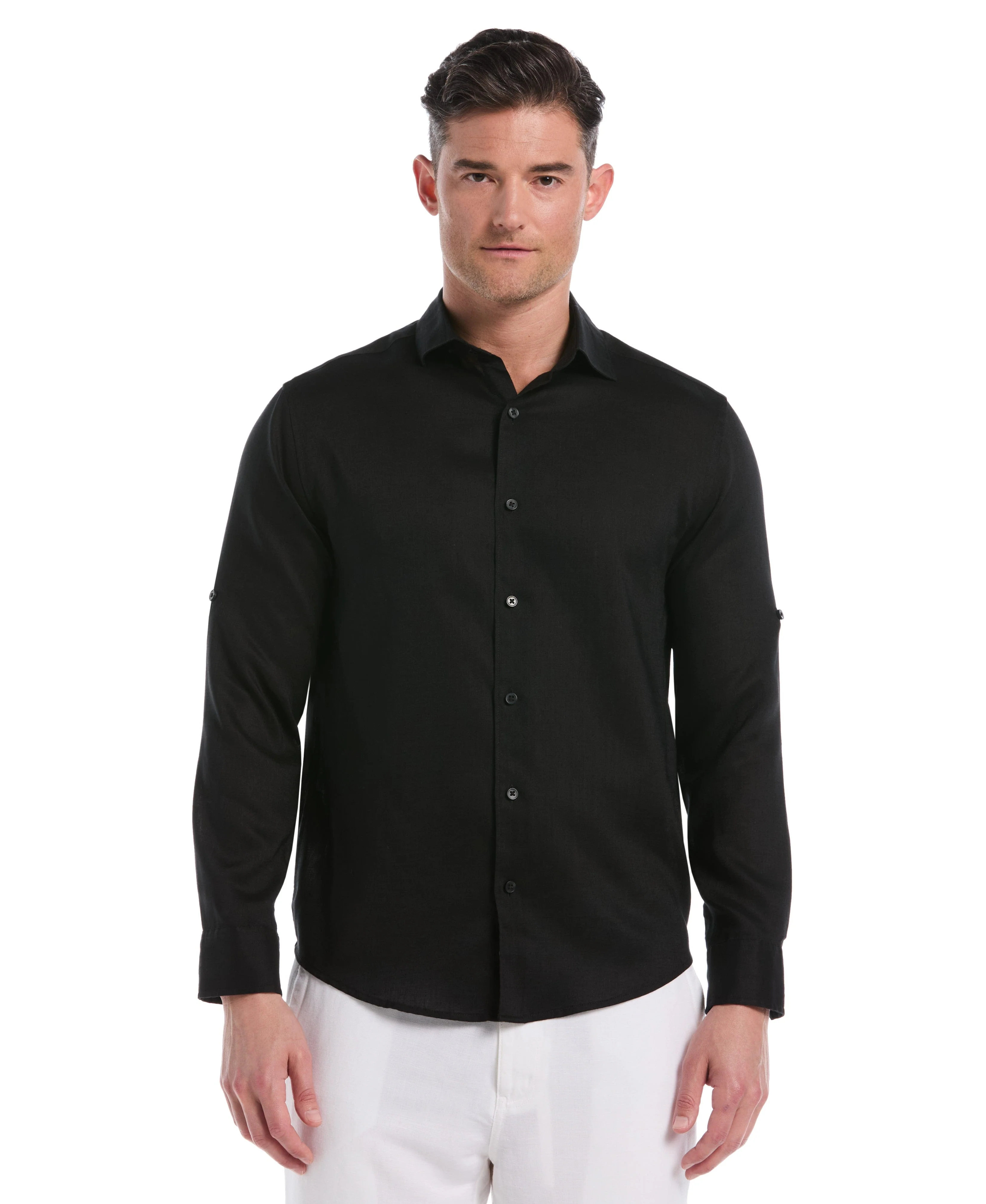 Travelselect™ Linen-Blend Rolled Sleeve Shirt - Image 35